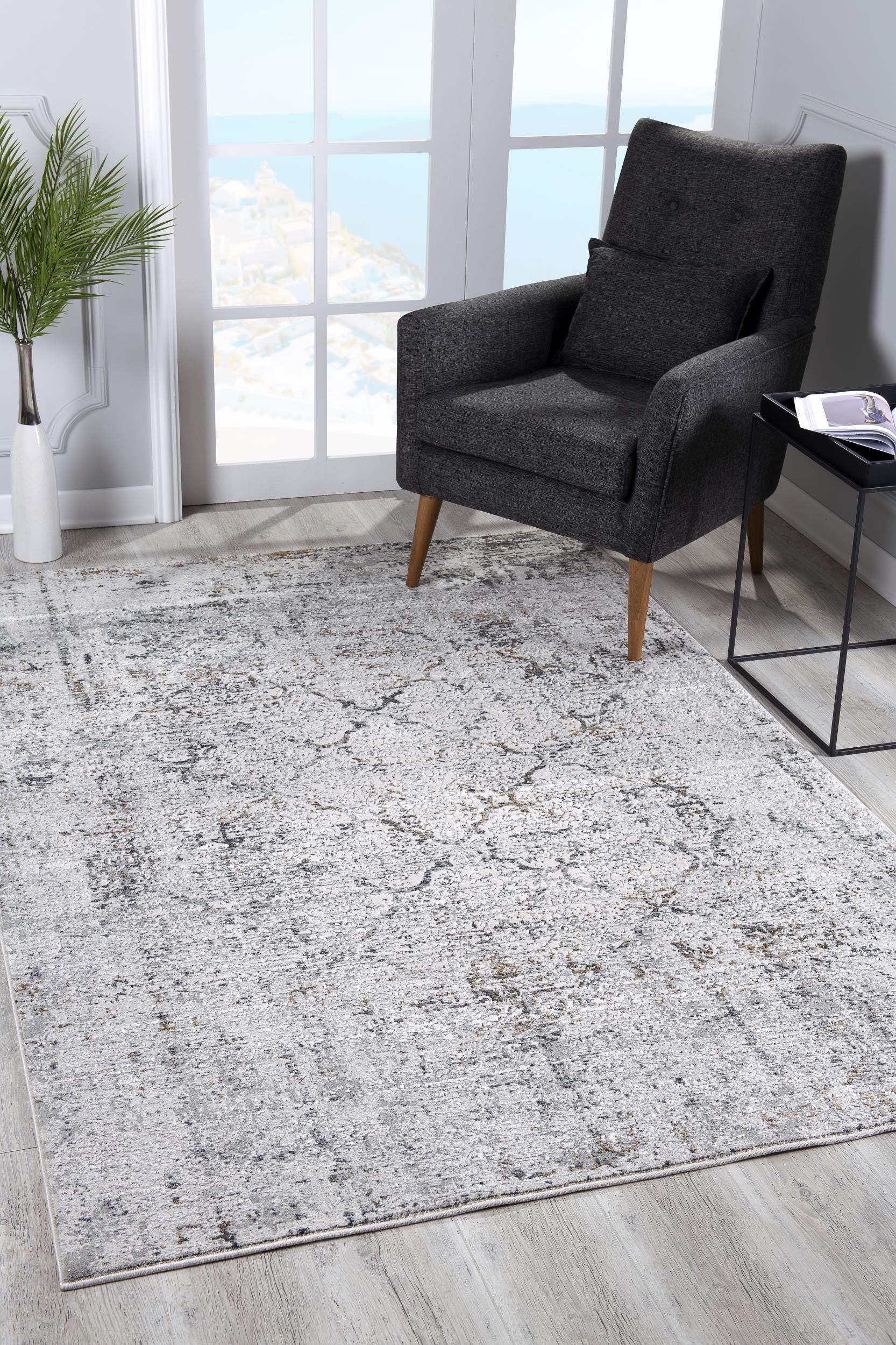 5' X 7' Gray and Ivory Abstract Area Rug - Image 4