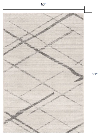 5' X 7' Gray and Ivory Geometric Area Rug - Image 2