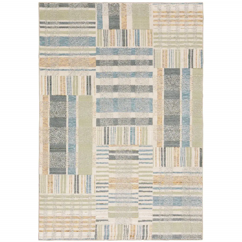 5' X 7' Gray and Ivory Geometric Power Loom Area Rug - Image 2