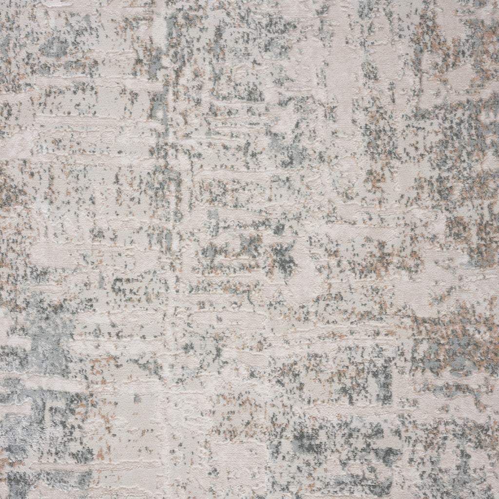 5' X 7' Gray Blue Taupe And Cream Abstract Distressed Stain Resistant Area Rug - Image 5