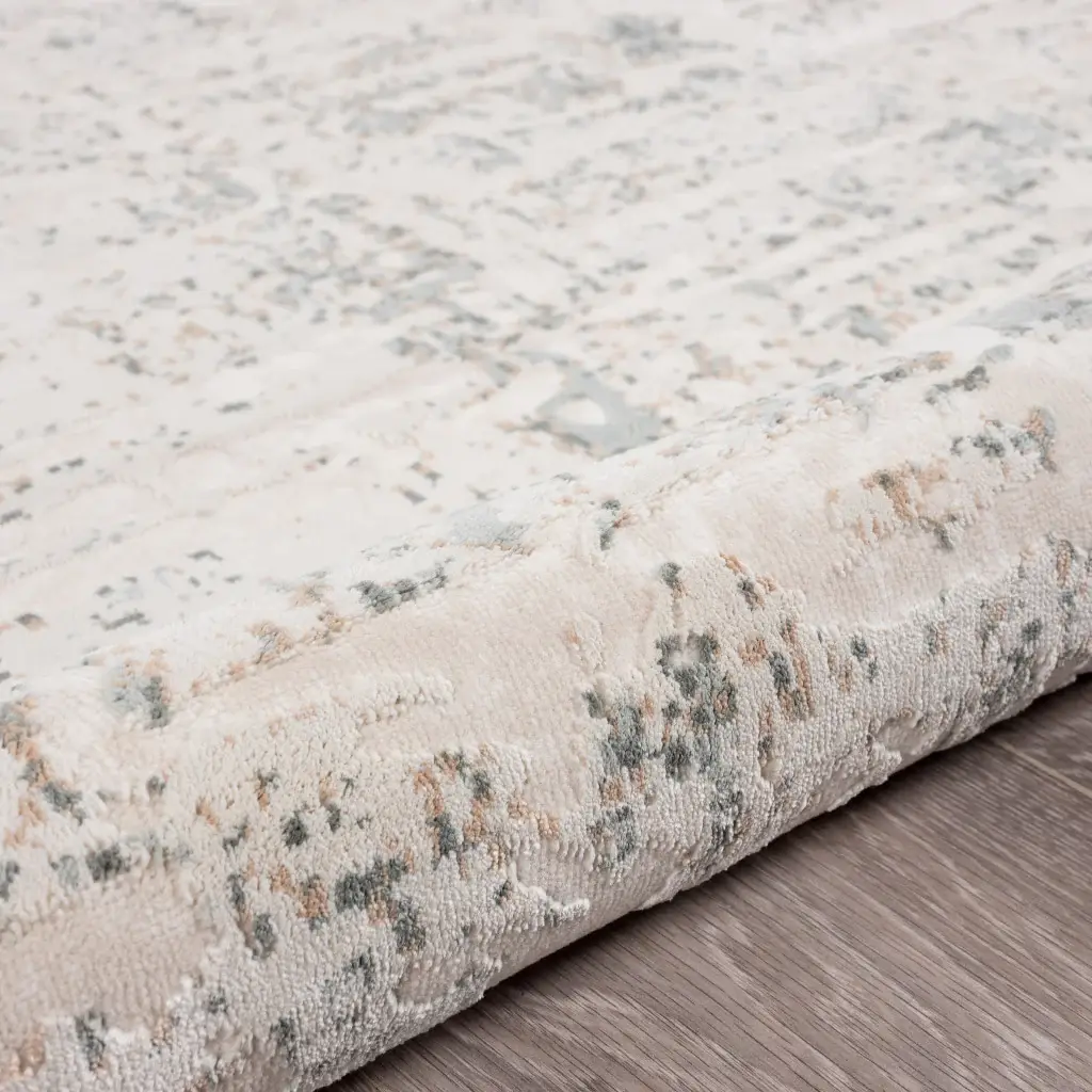 5' X 7' Gray Blue Taupe And Cream Abstract Distressed Stain Resistant Area Rug - Image 7
