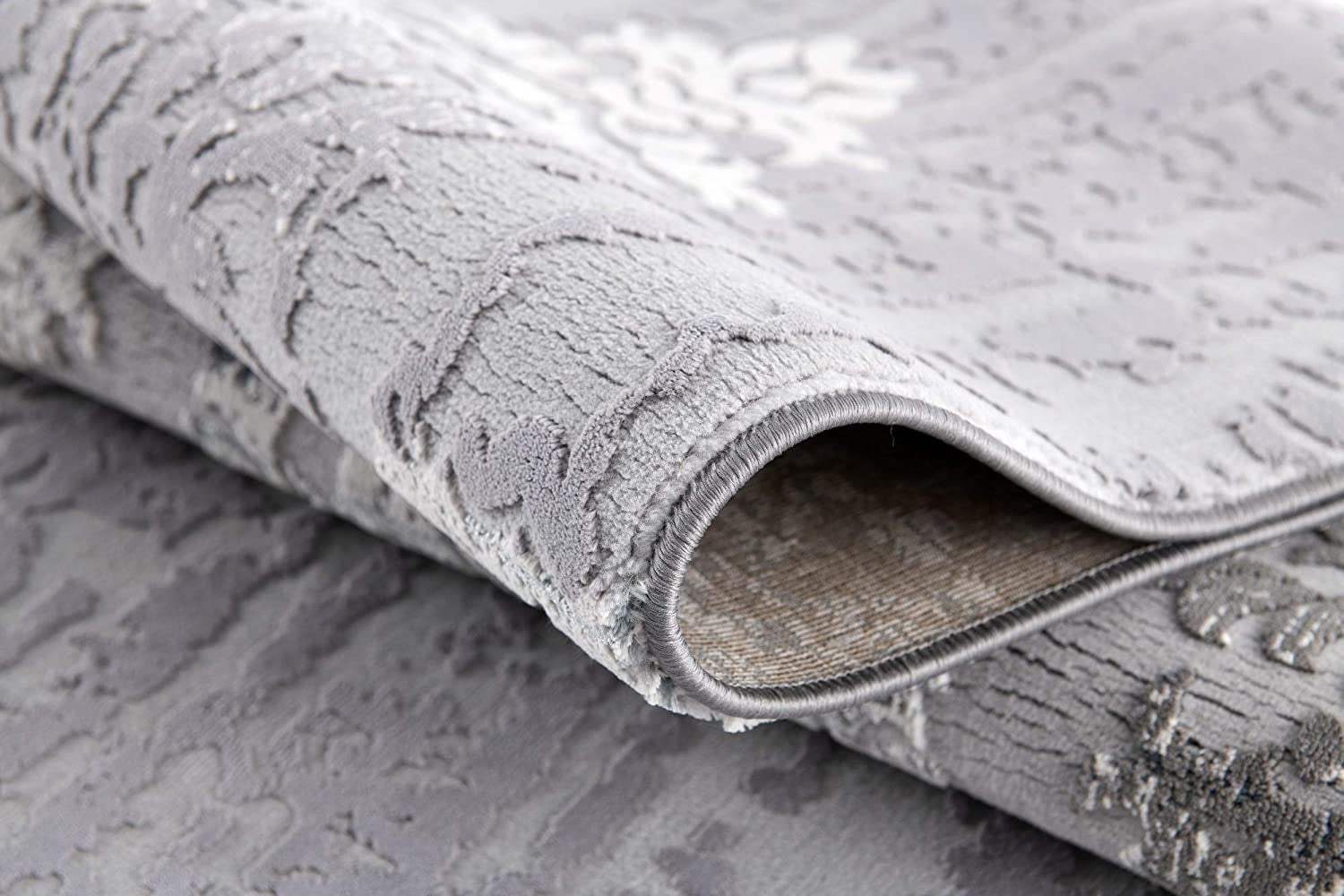 5' X 7' Gray Damask Power Loom Area Rug - Image 7