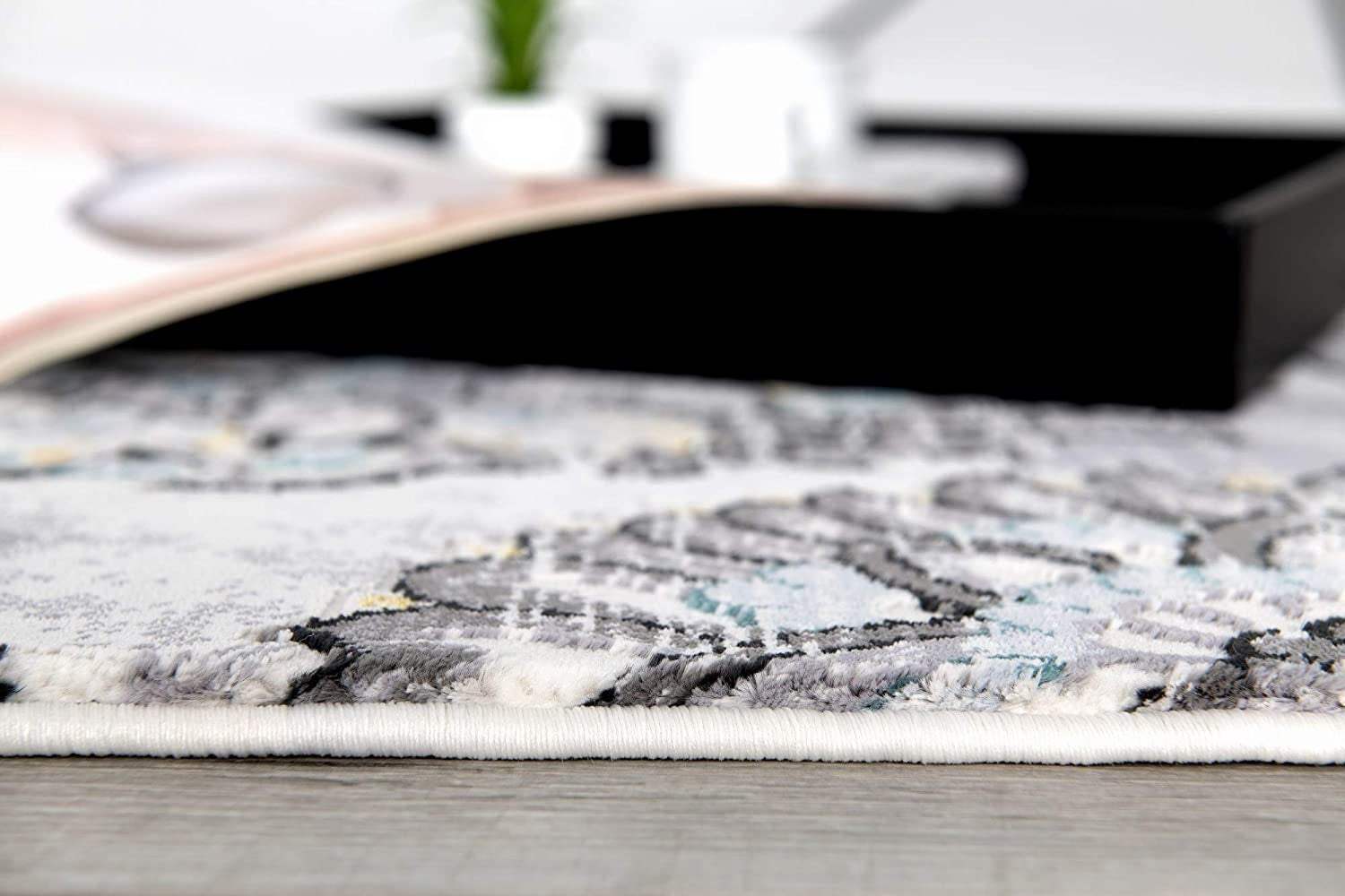 5' X 7' Gray Damask Power Loom Area Rug - Image 3