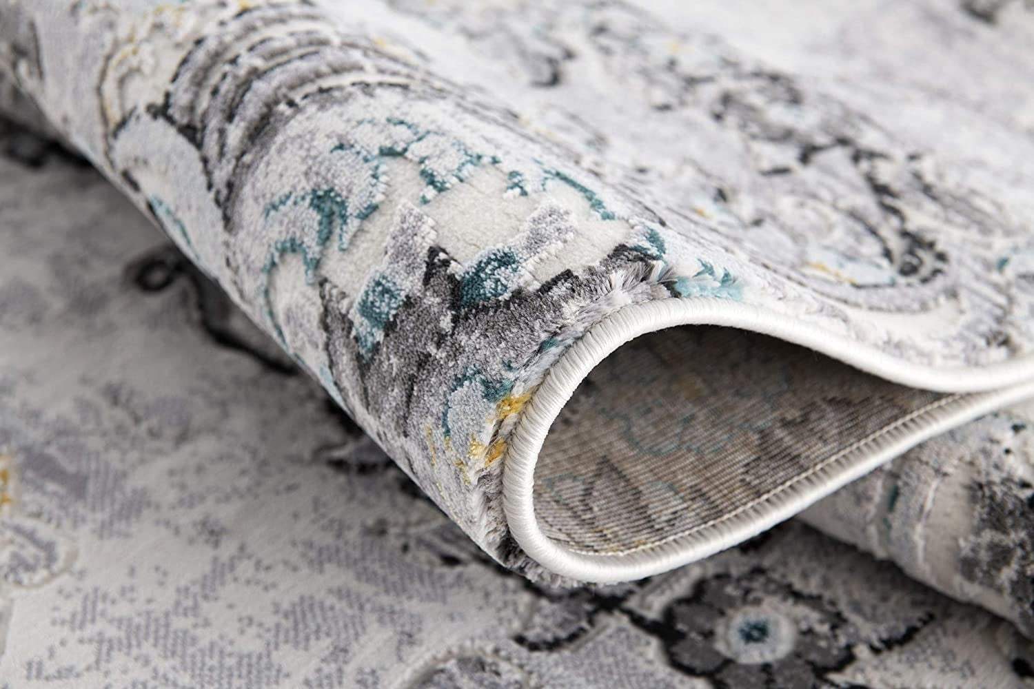 5' X 7' Gray Damask Power Loom Area Rug - Image 5