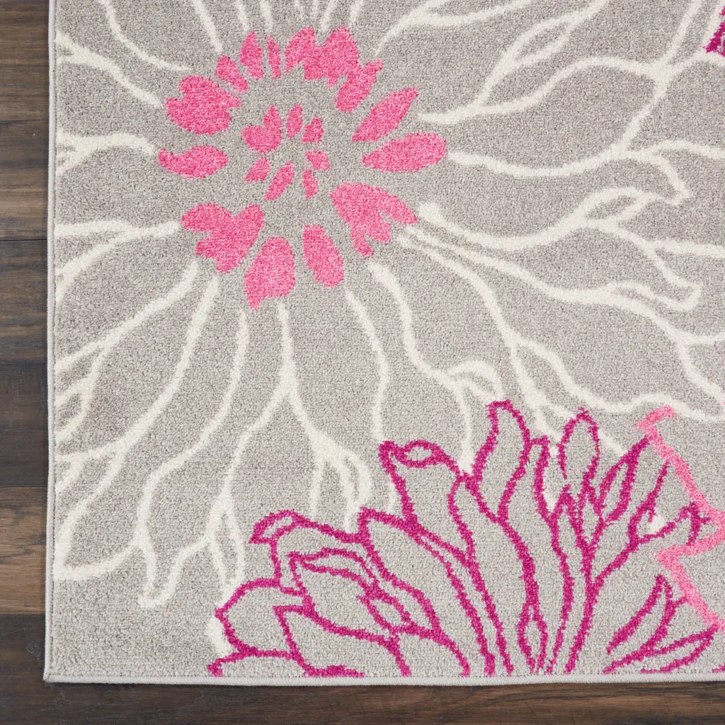5' X 7' Gray Floral Dhurrie Area Rug - Image 2