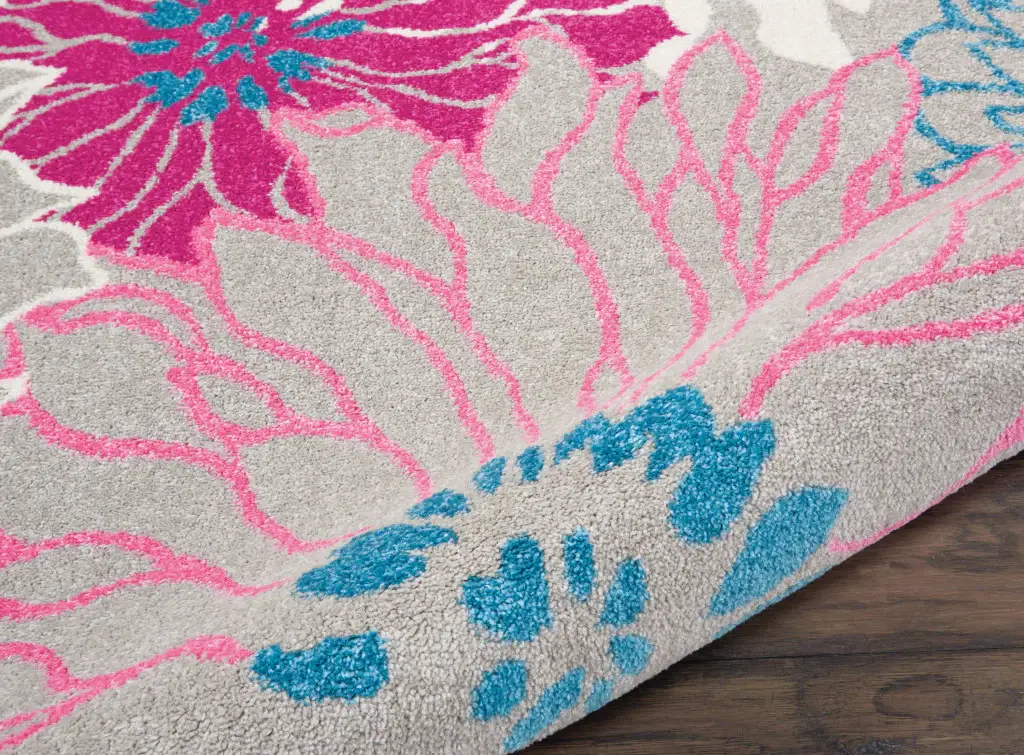 5' X 7' Gray Floral Dhurrie Area Rug - Image 4