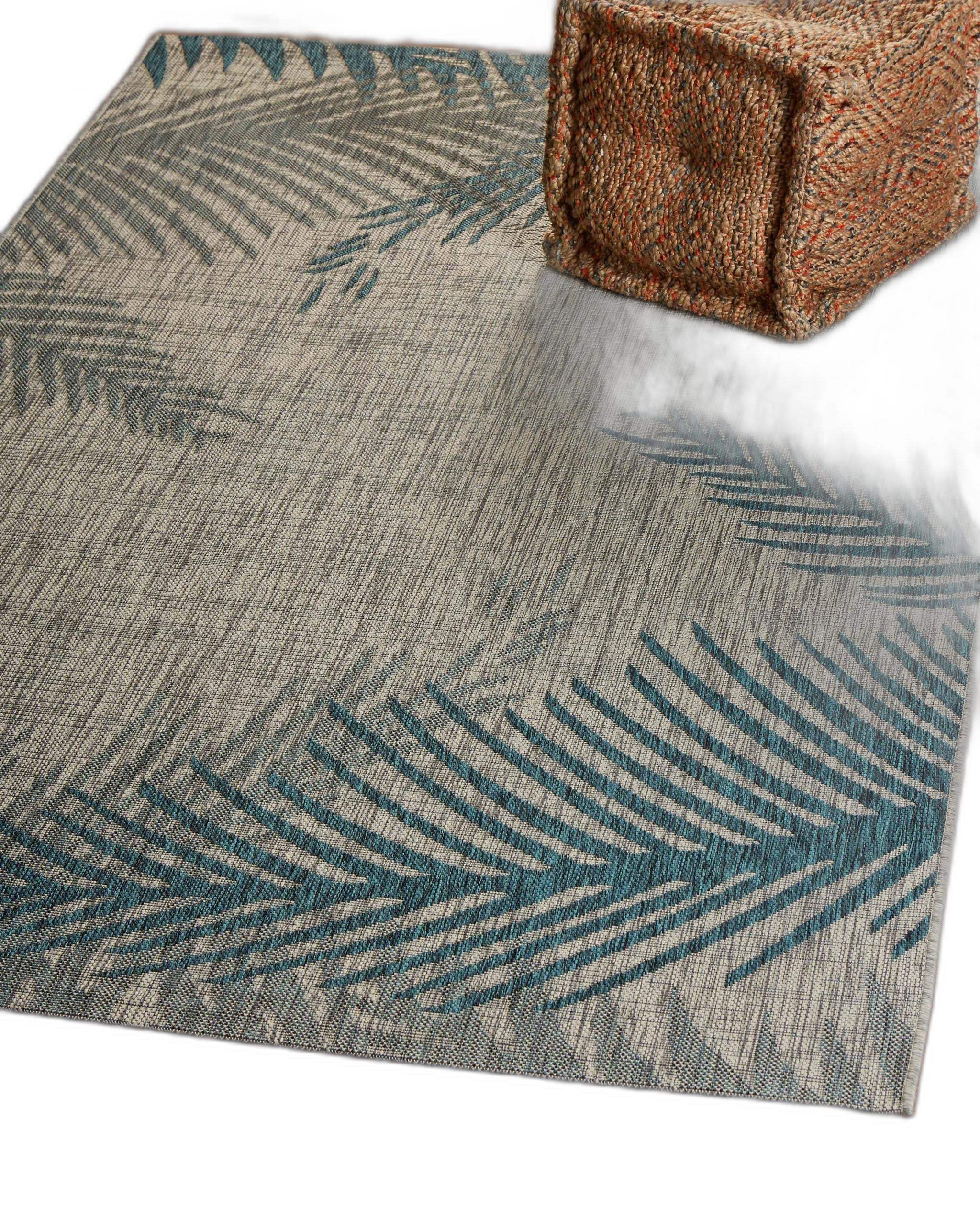 5' X 7' Gray Floral Indoor Outdoor Area Rug - Image 2