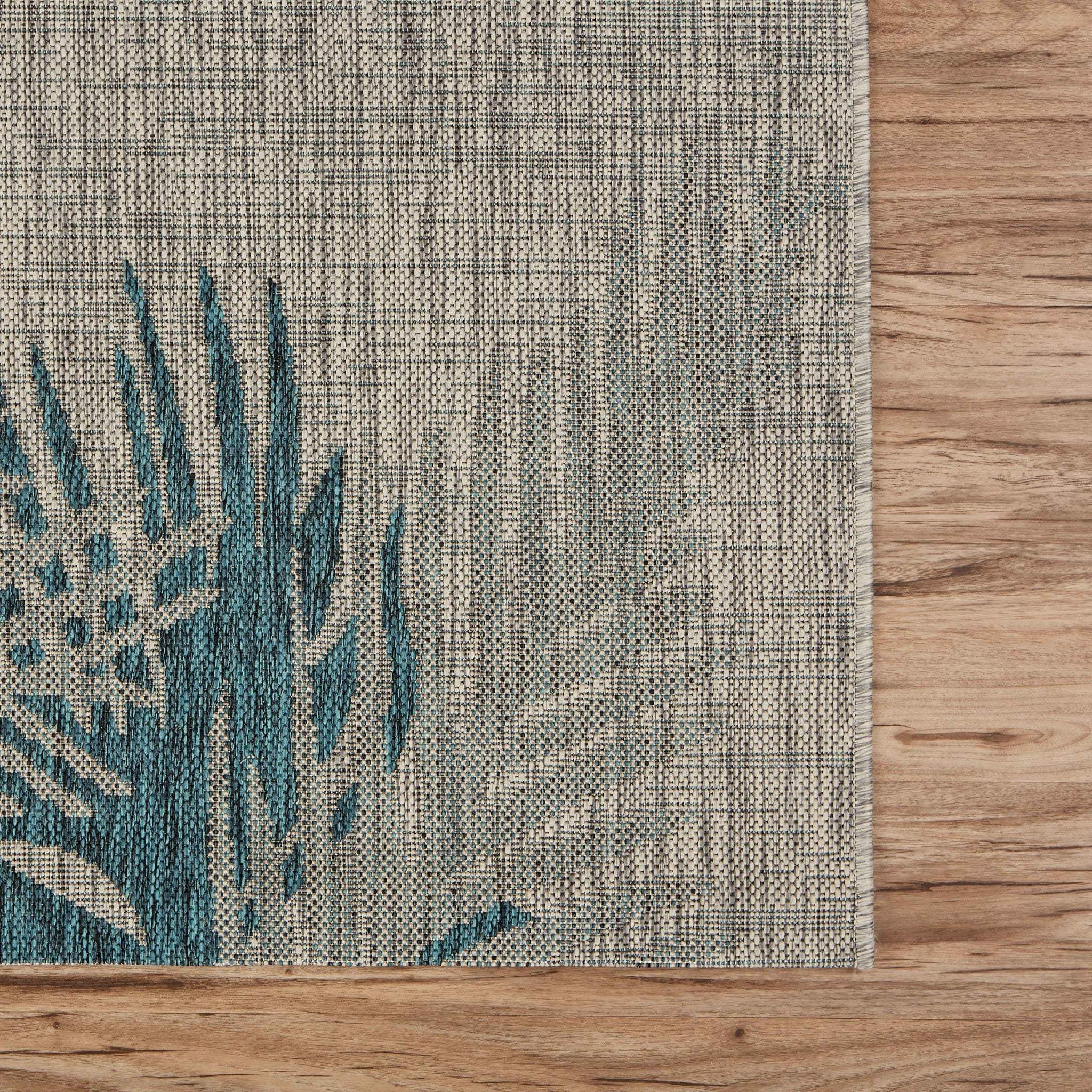 5' X 7' Gray Floral Indoor Outdoor Area Rug - Image 5