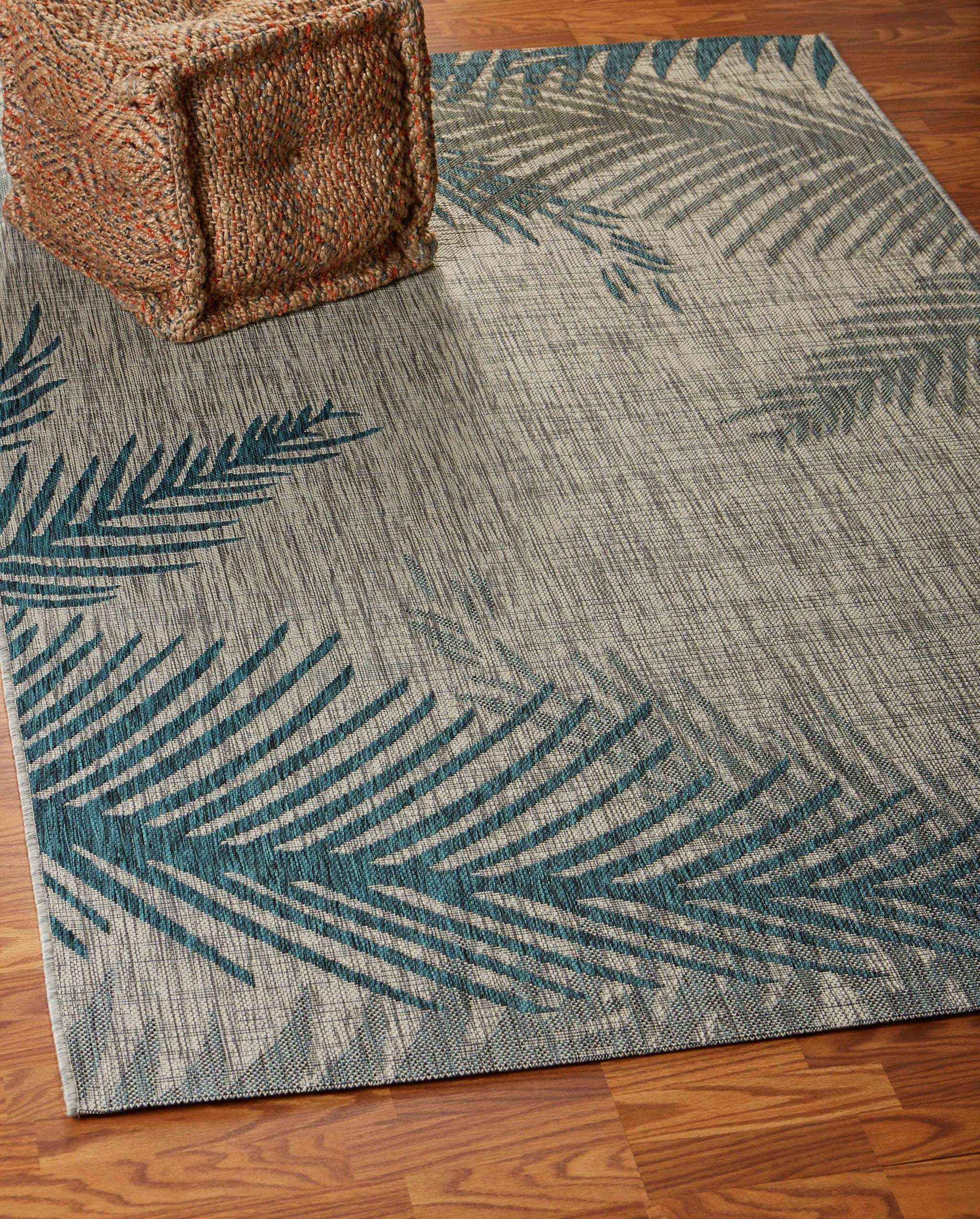 5' X 7' Gray Floral Indoor Outdoor Area Rug - Image 6