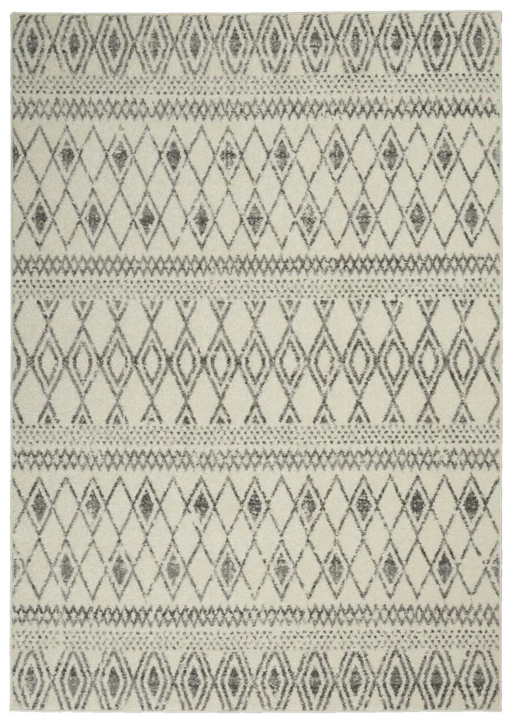 5' X 7' Gray Geometric Berber Power Loom Area Rug - Image 4