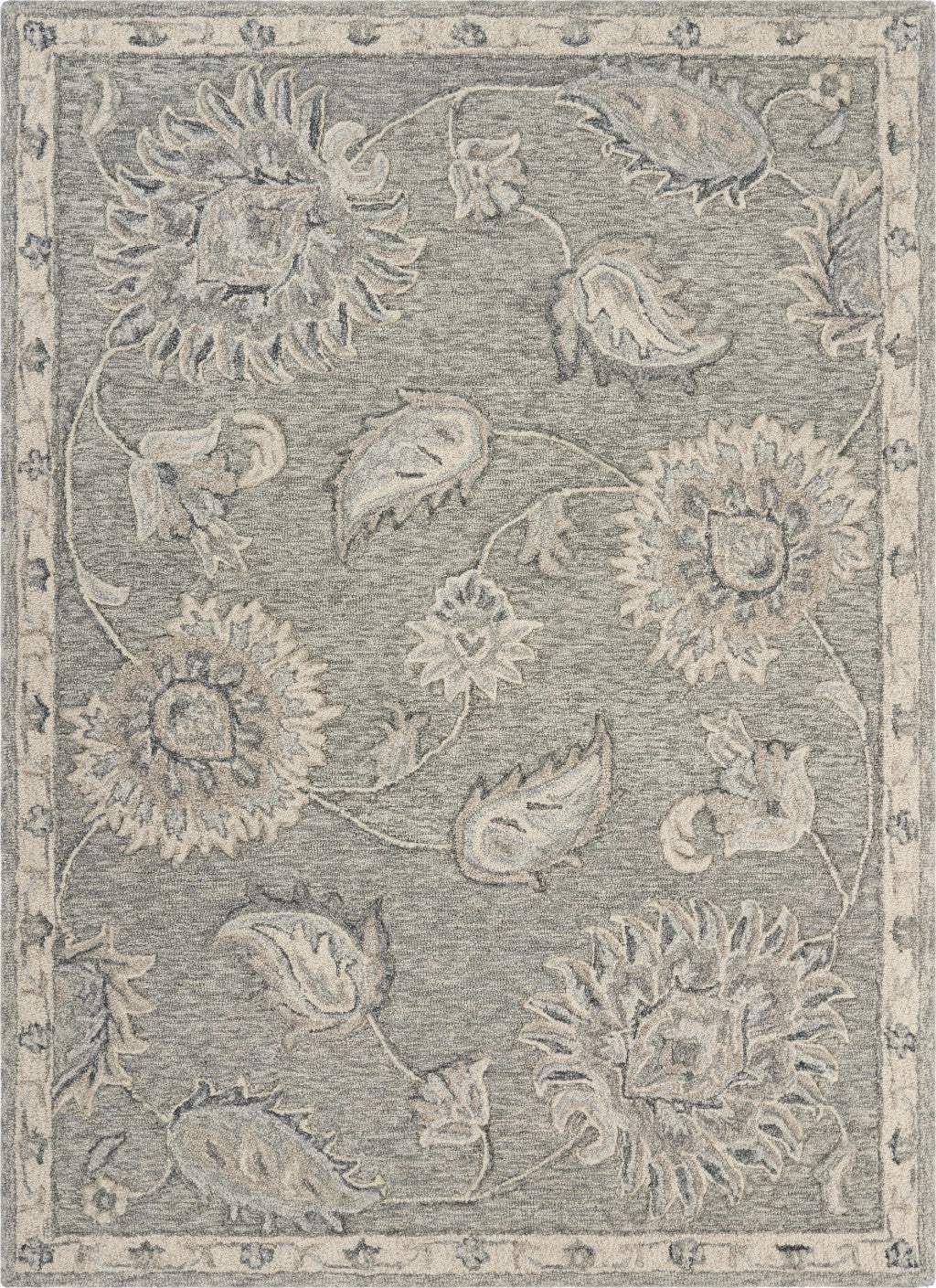 5' X 7' Gray Wool Hand Tufted Area Rug