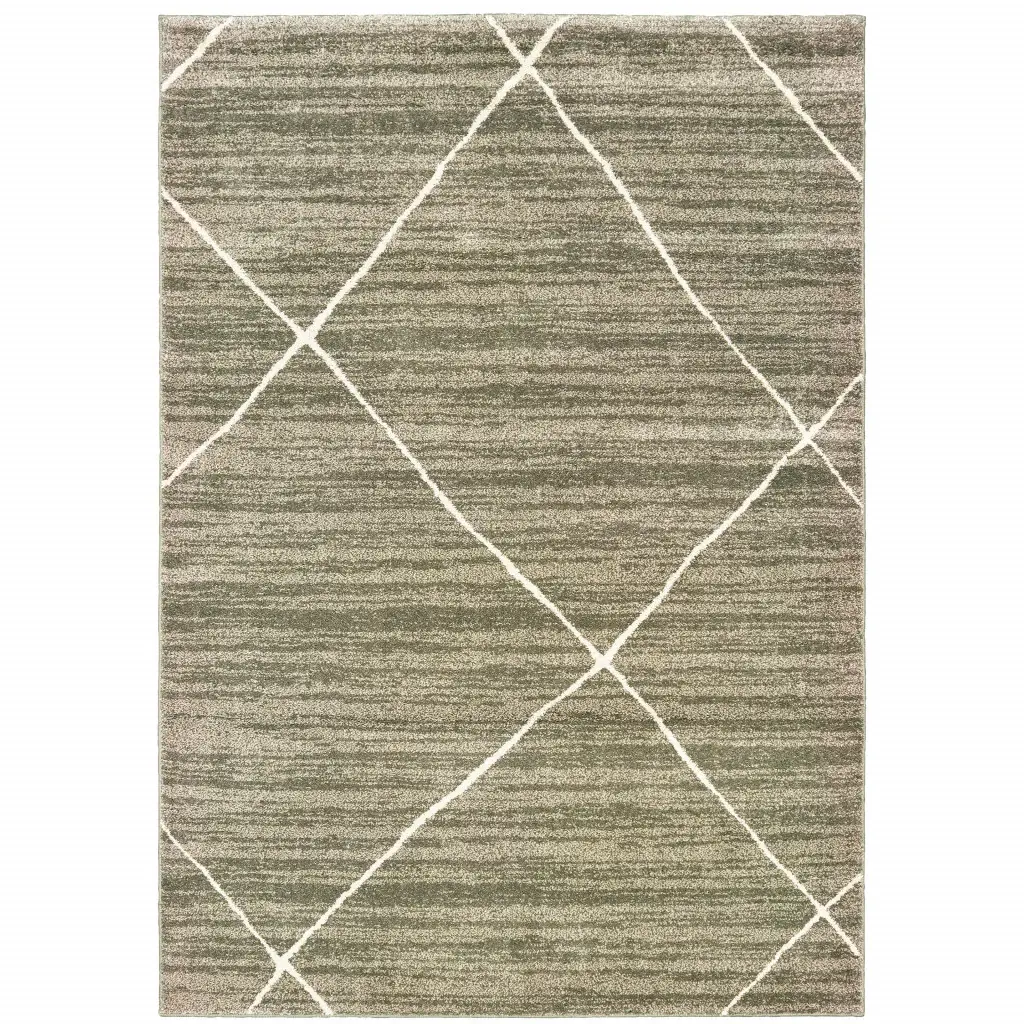 5' X 7' Grey And Ivory Geometric Power Loom Stain Resistant Area Rug - Image 2