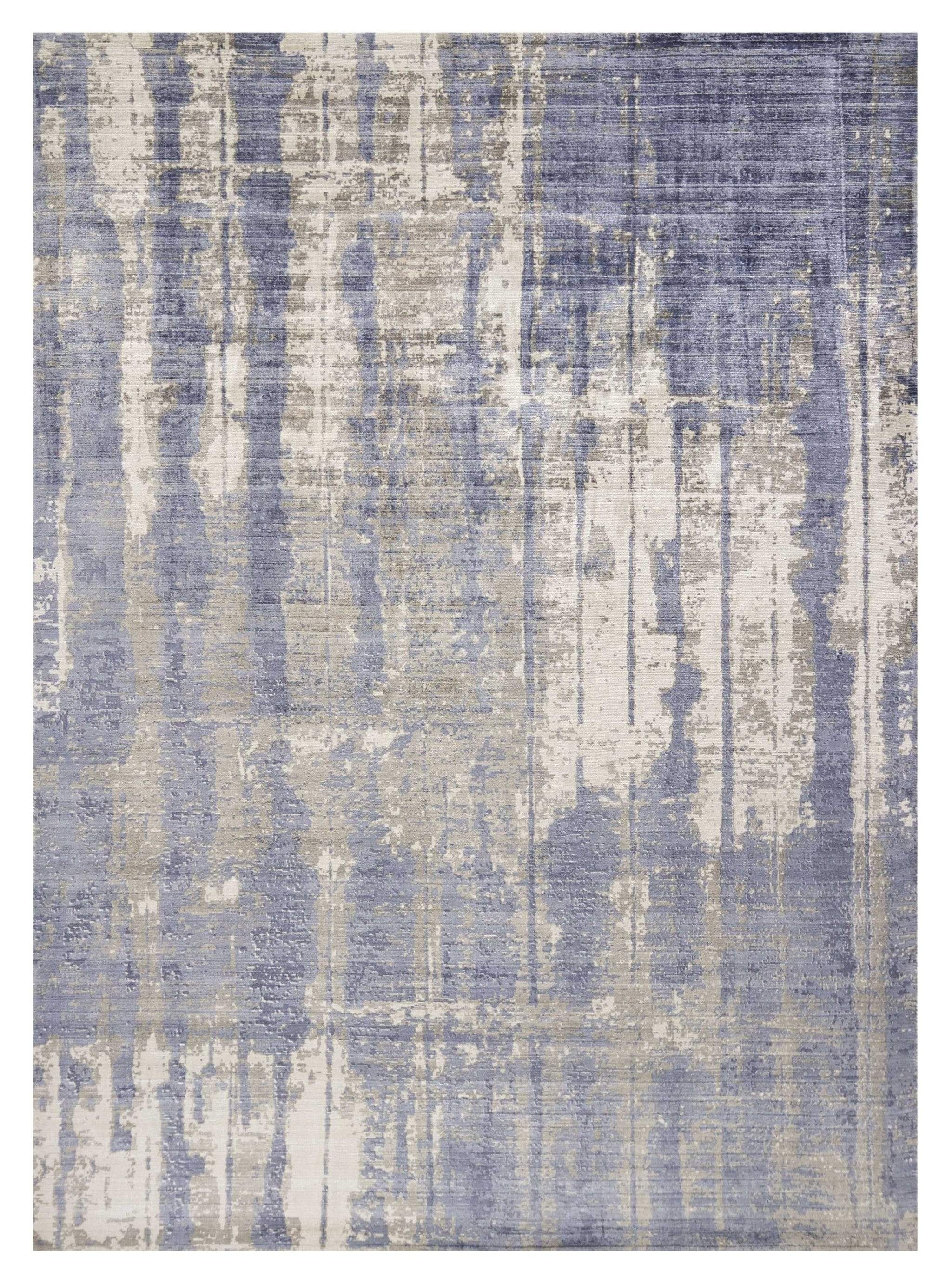 5' X 7' Grey Blue Hand Loomed Abstract Brushstroke Indoor Area Rug - Image 2