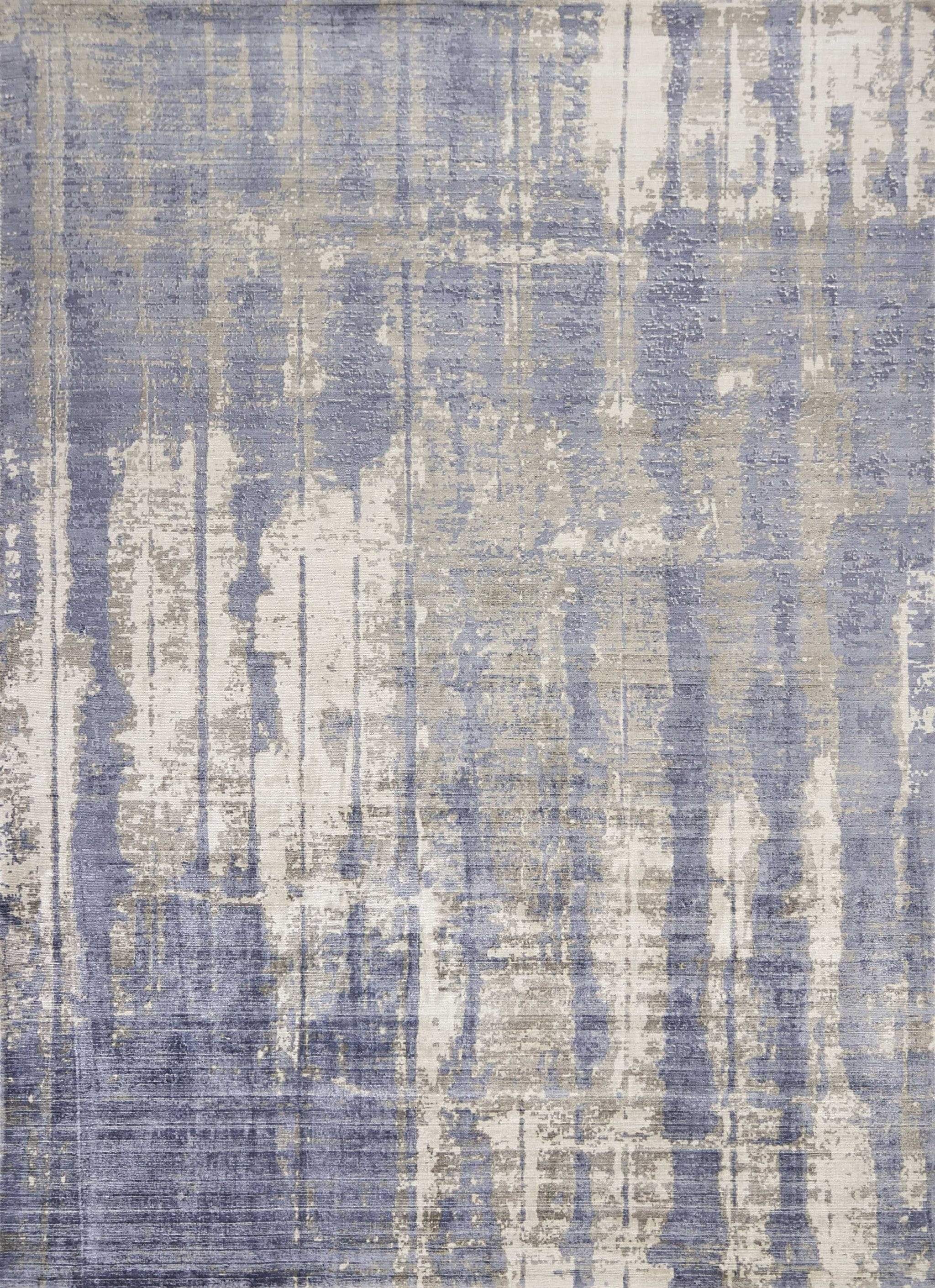 5' X 7' Grey Blue Hand Loomed Abstract Brushstroke Indoor Area Rug - Image 4