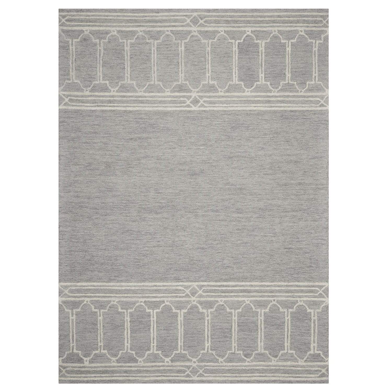 5' X 7' Grey Geometric Pattern Wool Indoor Area Rug - Image 3