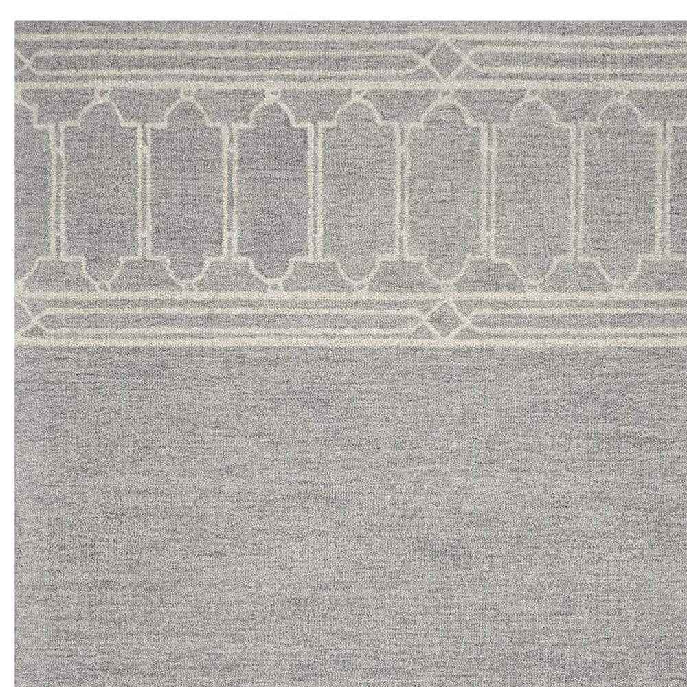 5' X 7' Grey Geometric Pattern Wool Indoor Area Rug - Image 5