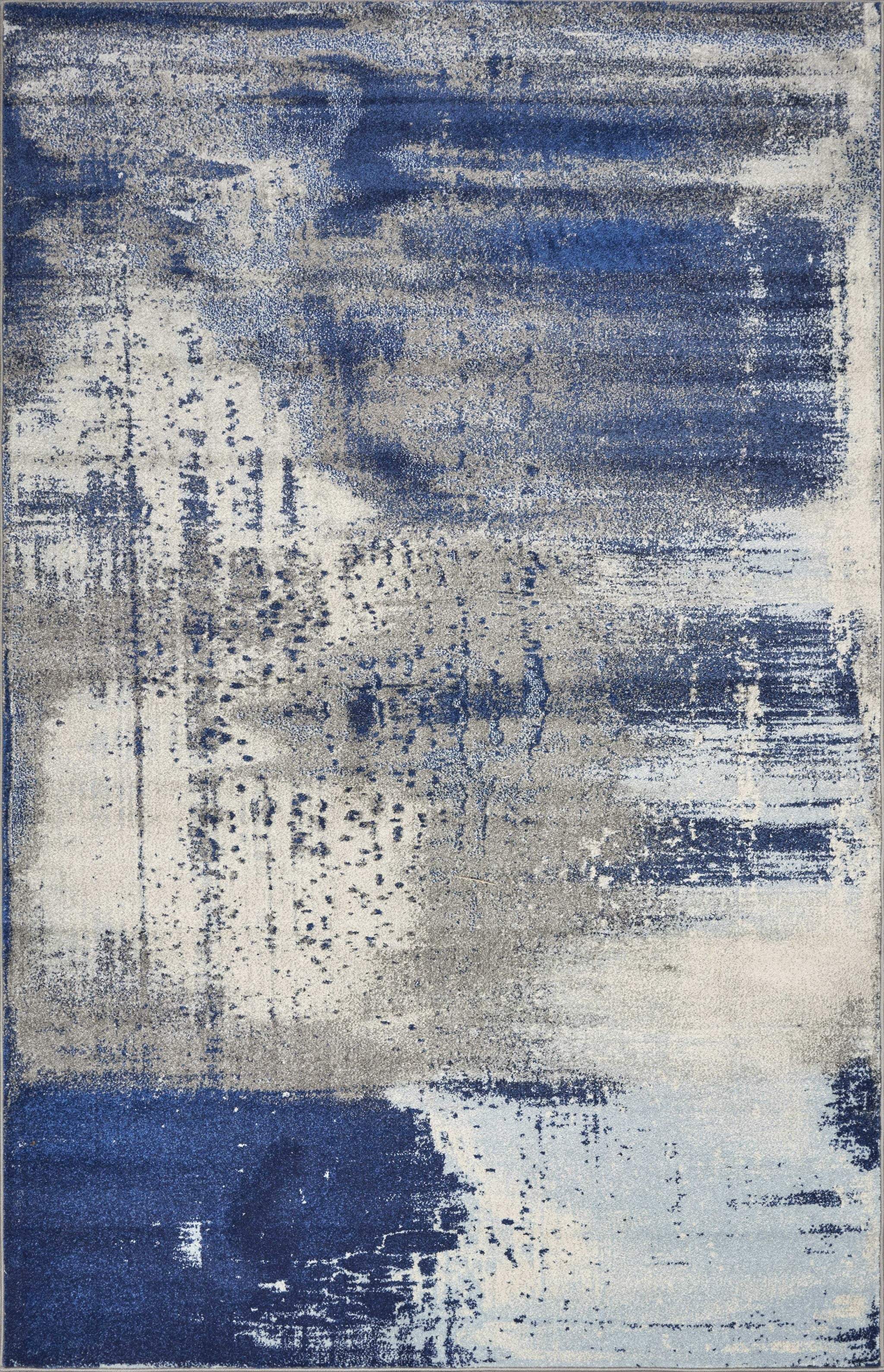 5' X 7' Ice Blue Abstract Splash Indoor Area Rug - Image 2