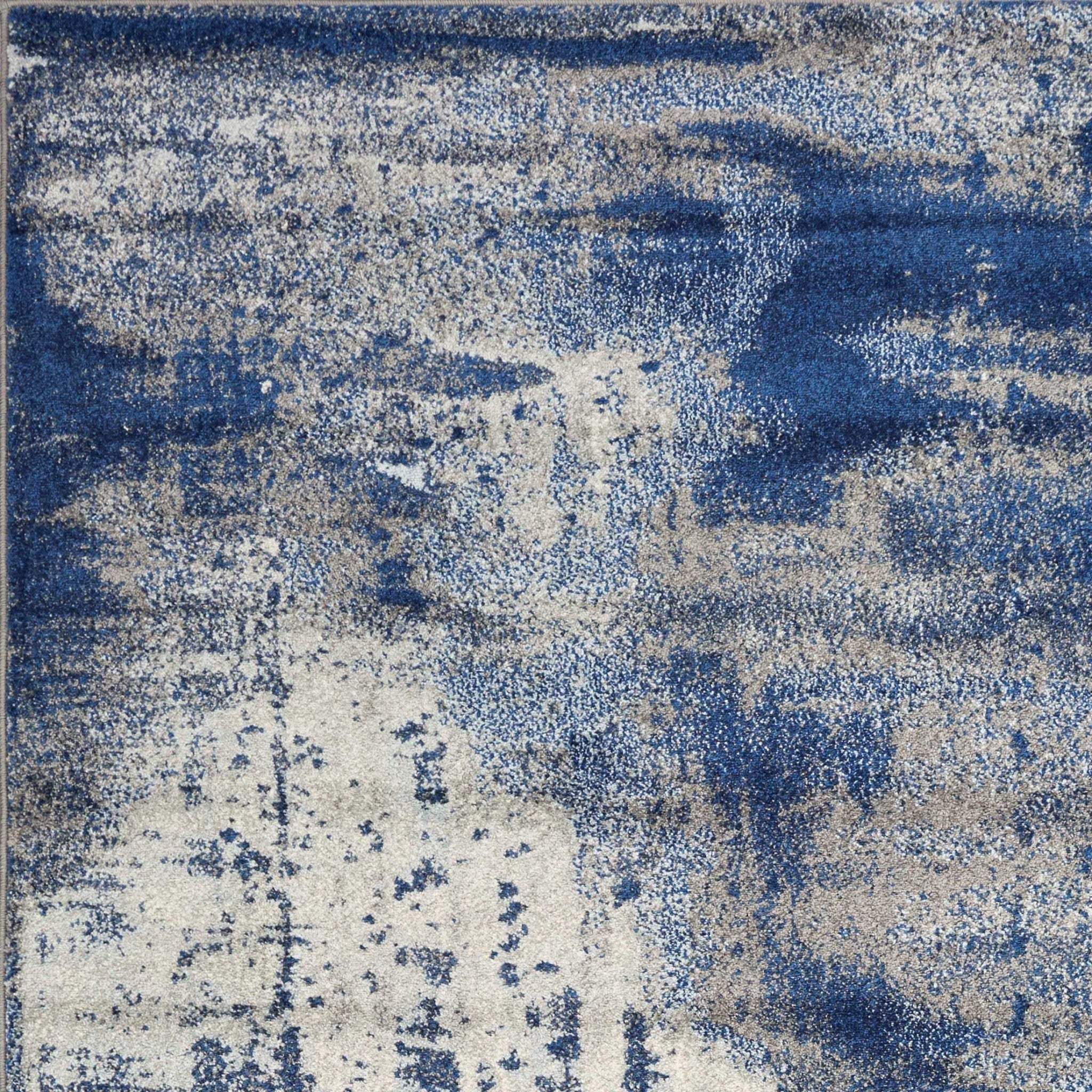 5' X 7' Ice Blue Abstract Splash Indoor Area Rug - Image 3