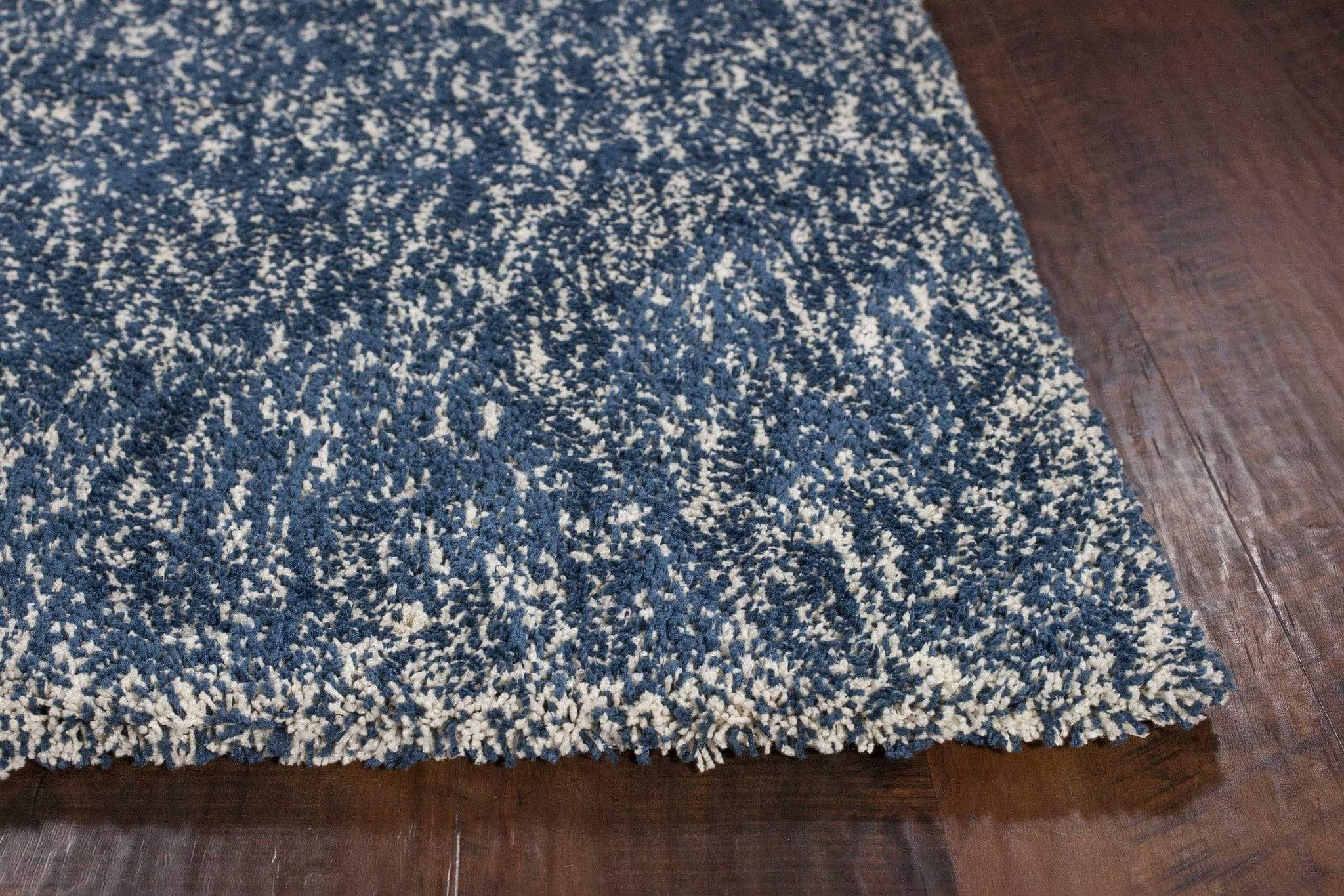 5' X 7' Indigo Ivory Heather Indoor Shag Rug - Image 6