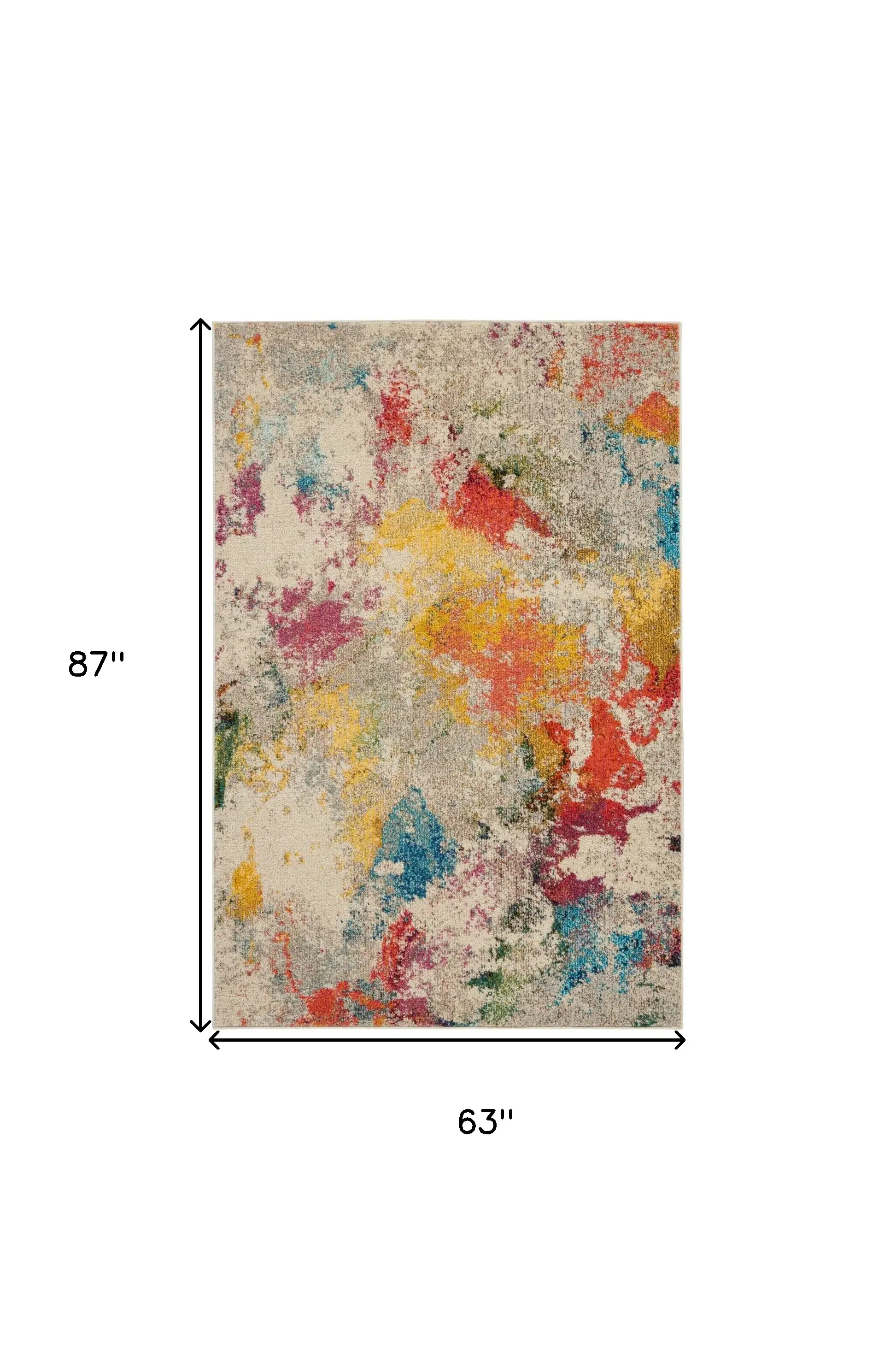 5' X 7' Ivory Abstract Power Loom Non Skid Area Rug - Image 5