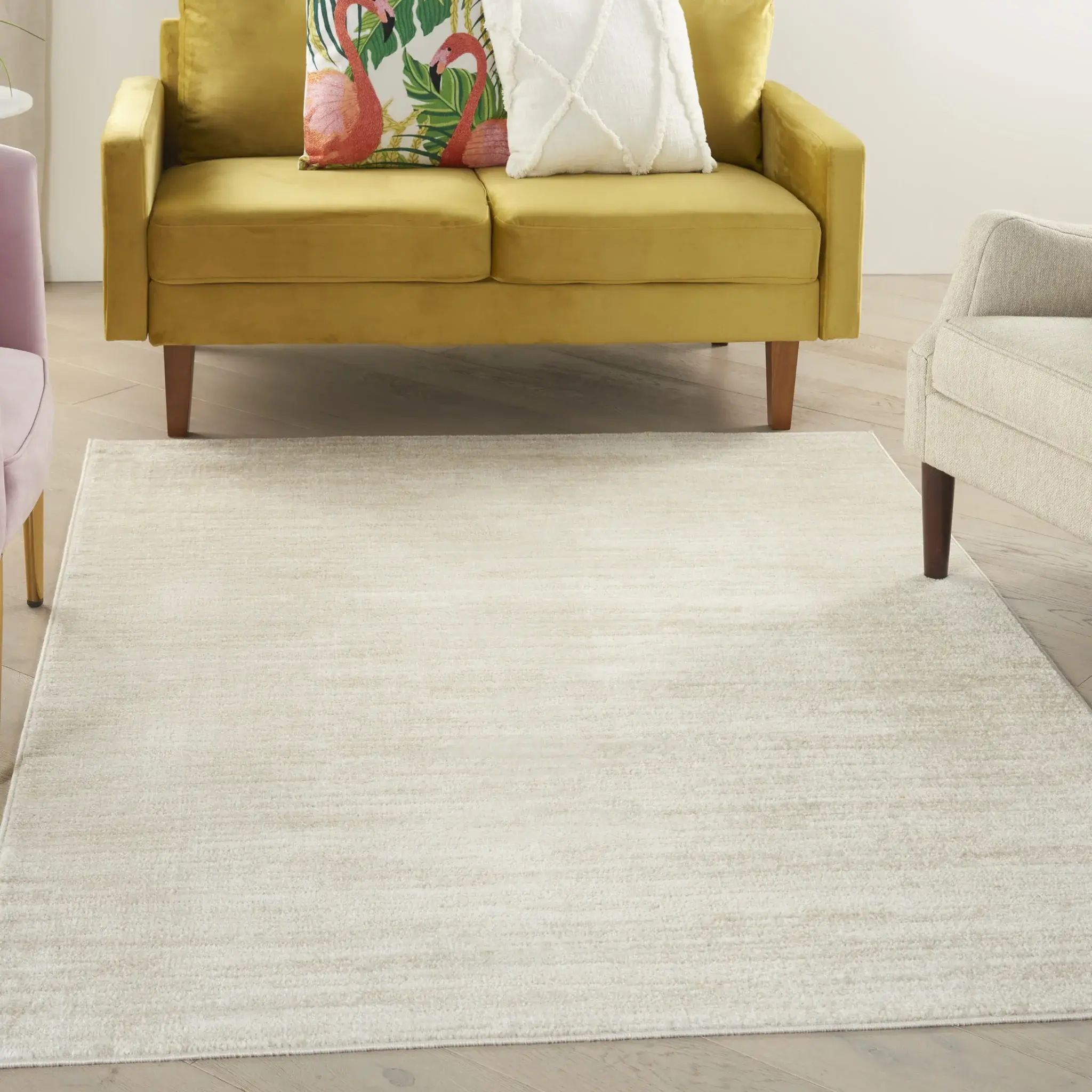 5' X 7' Ivory And Beige Non Skid Indoor Outdoor Area Rug - Image 6