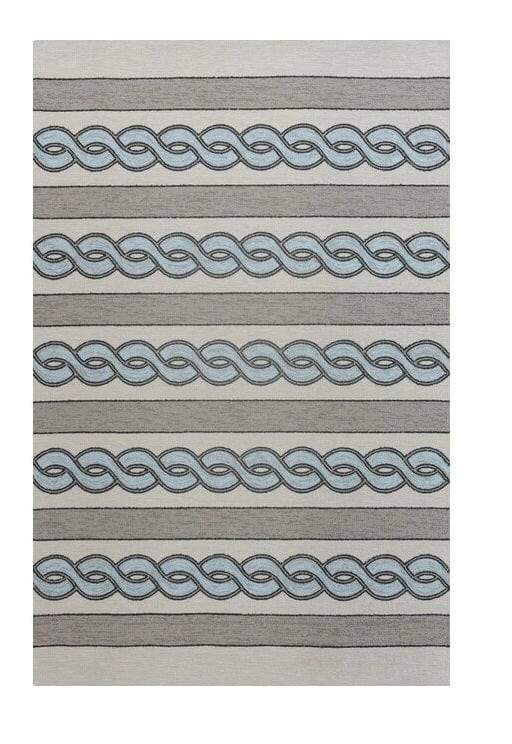 5' X 7' Ivory and Blue Abstract Indoor Outdoor Area Rug - Image 2
