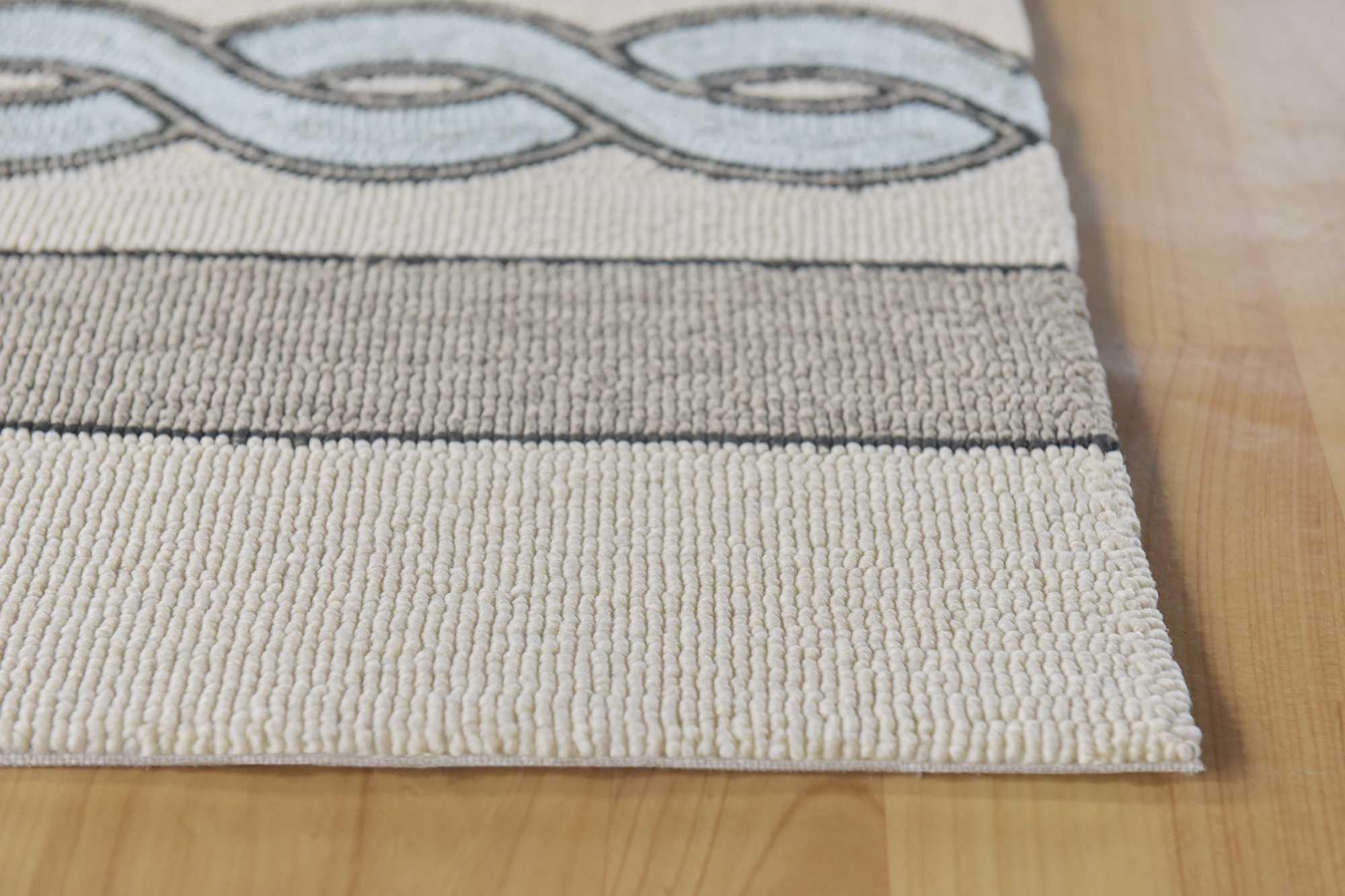 5' X 7' Ivory and Blue Abstract Indoor Outdoor Area Rug - Image 7
