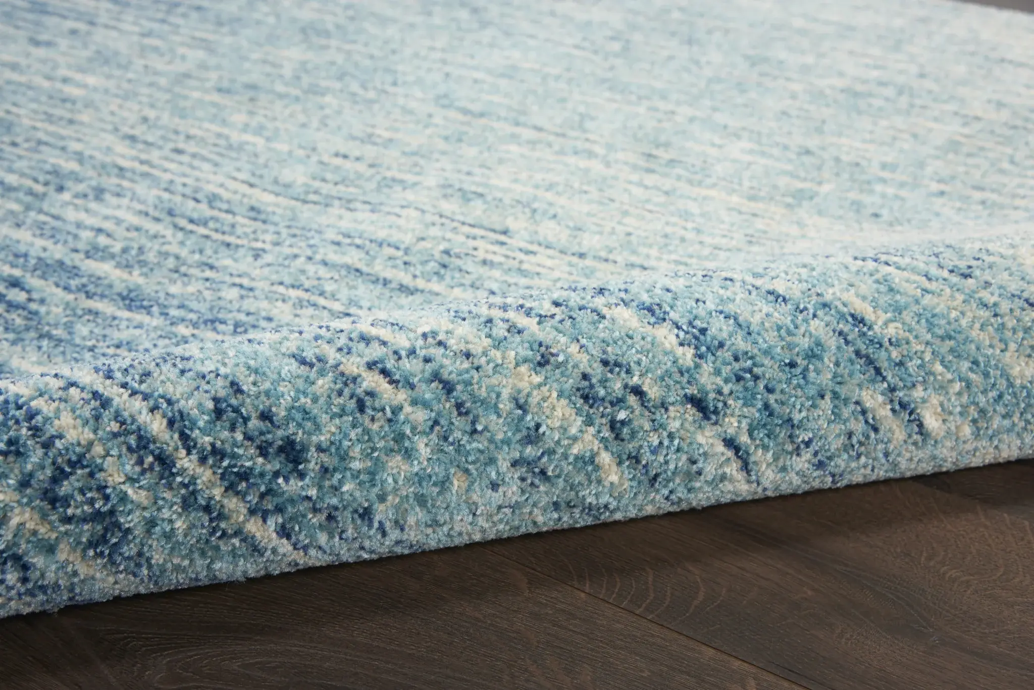 5' X 7' Ivory And Blue Abstract Stripes Power Loom Area Rug - Image 5