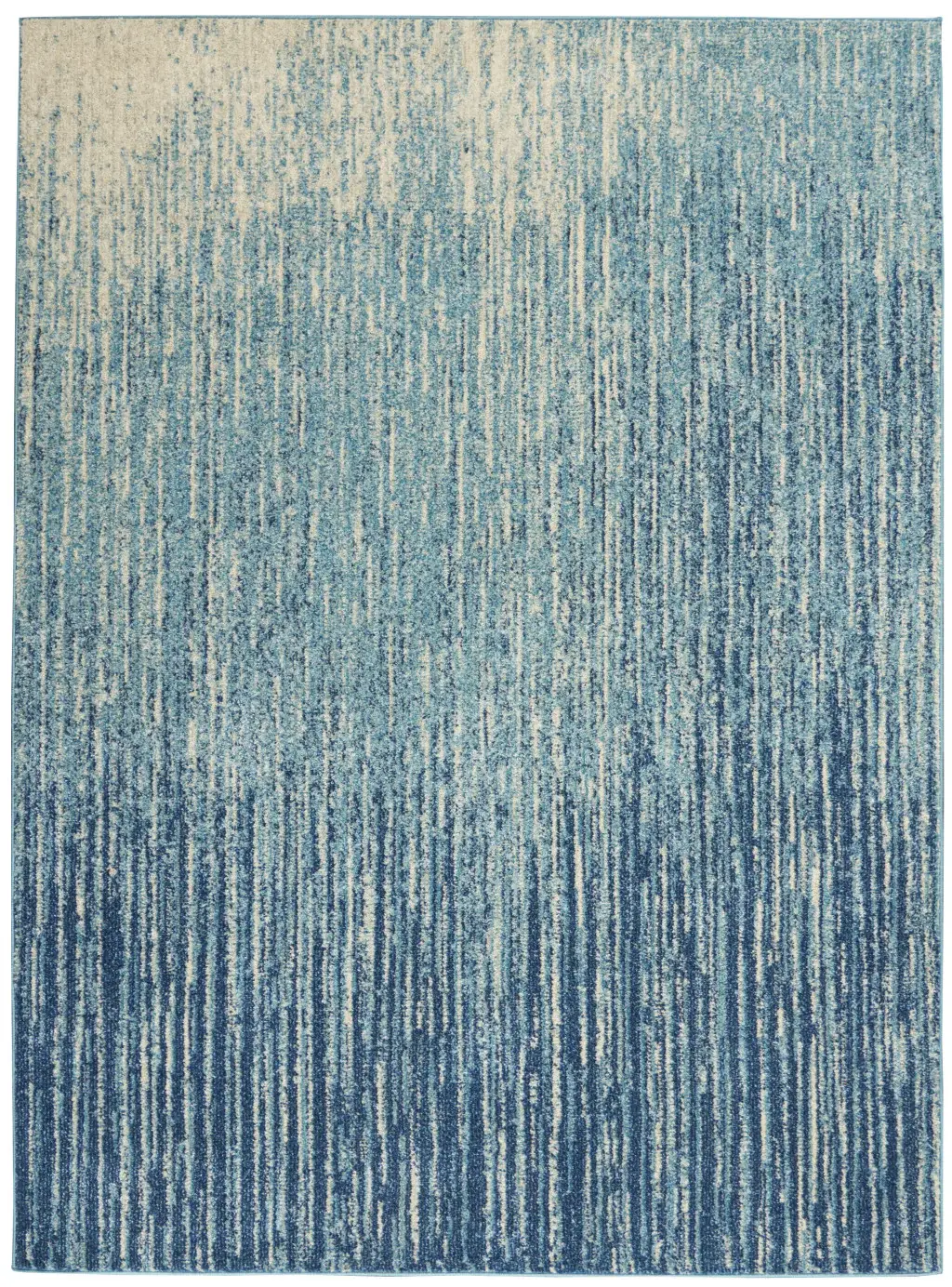5' X 7' Ivory And Blue Abstract Stripes Power Loom Area Rug - Image 9