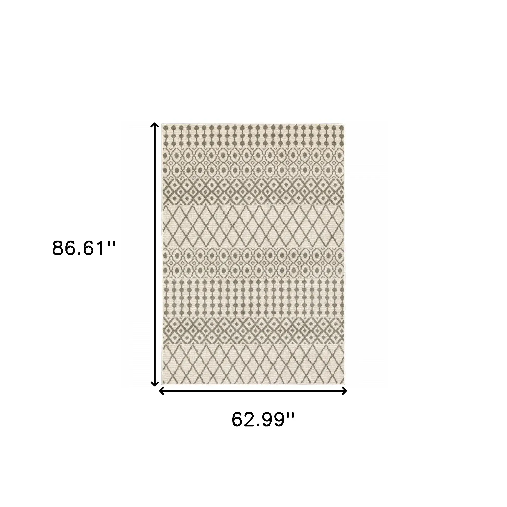 5' X 7' Ivory And Grey Geometric Power Loom Stain Resistant Area Rug - Image 3