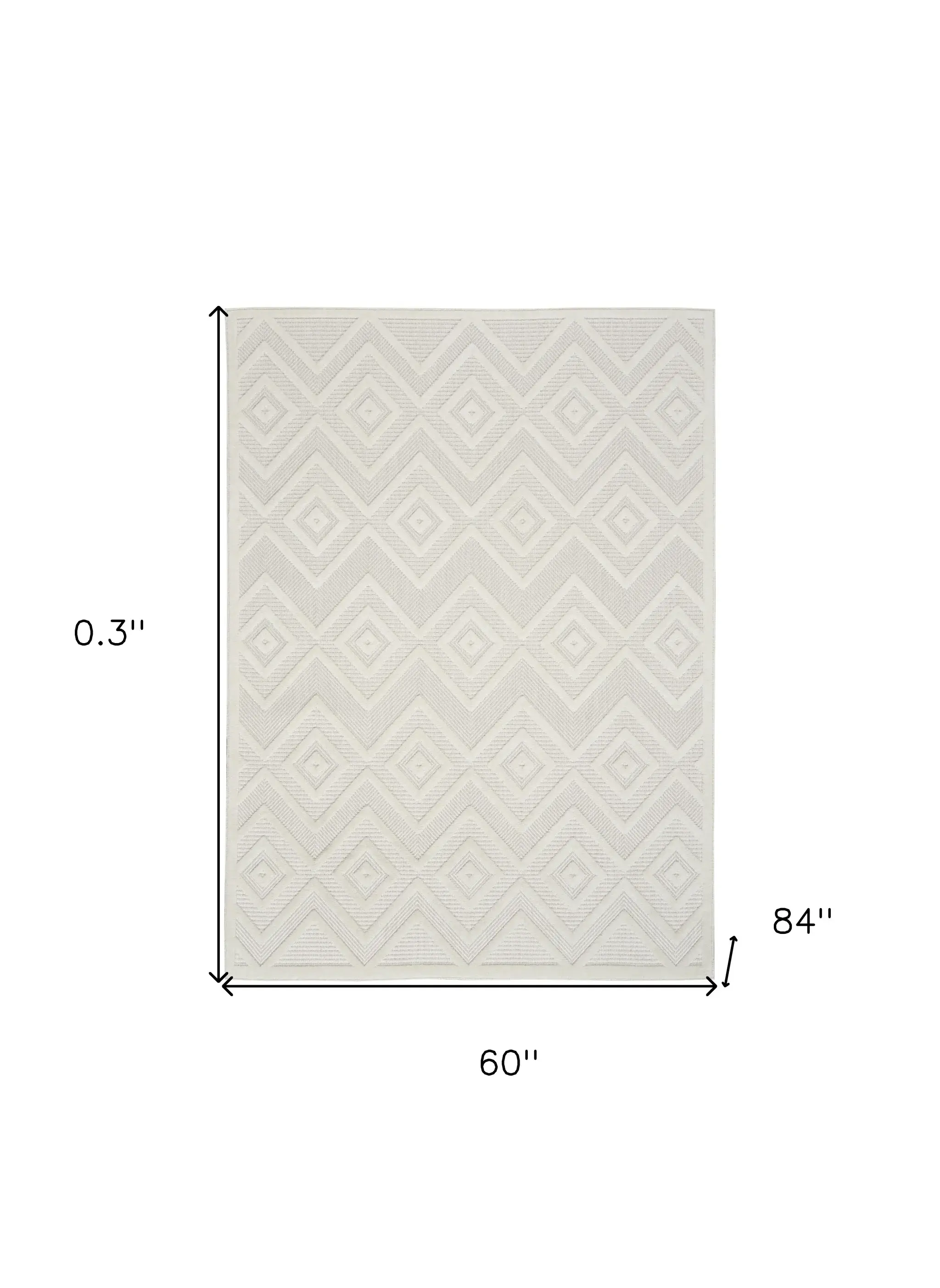 5' X 7' Ivory And White Argyle Indoor Outdoor Area Rug - Image 5