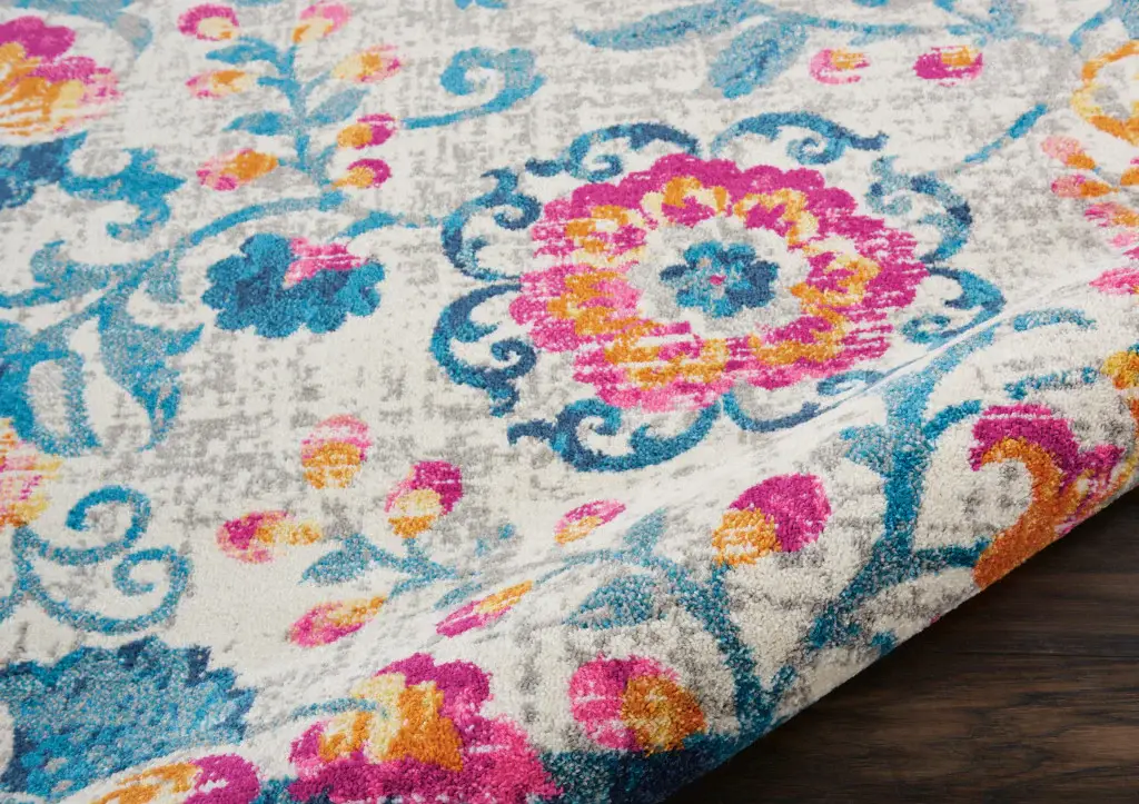 5' X 7' Ivory Floral Dhurrie Area Rug - Image 3