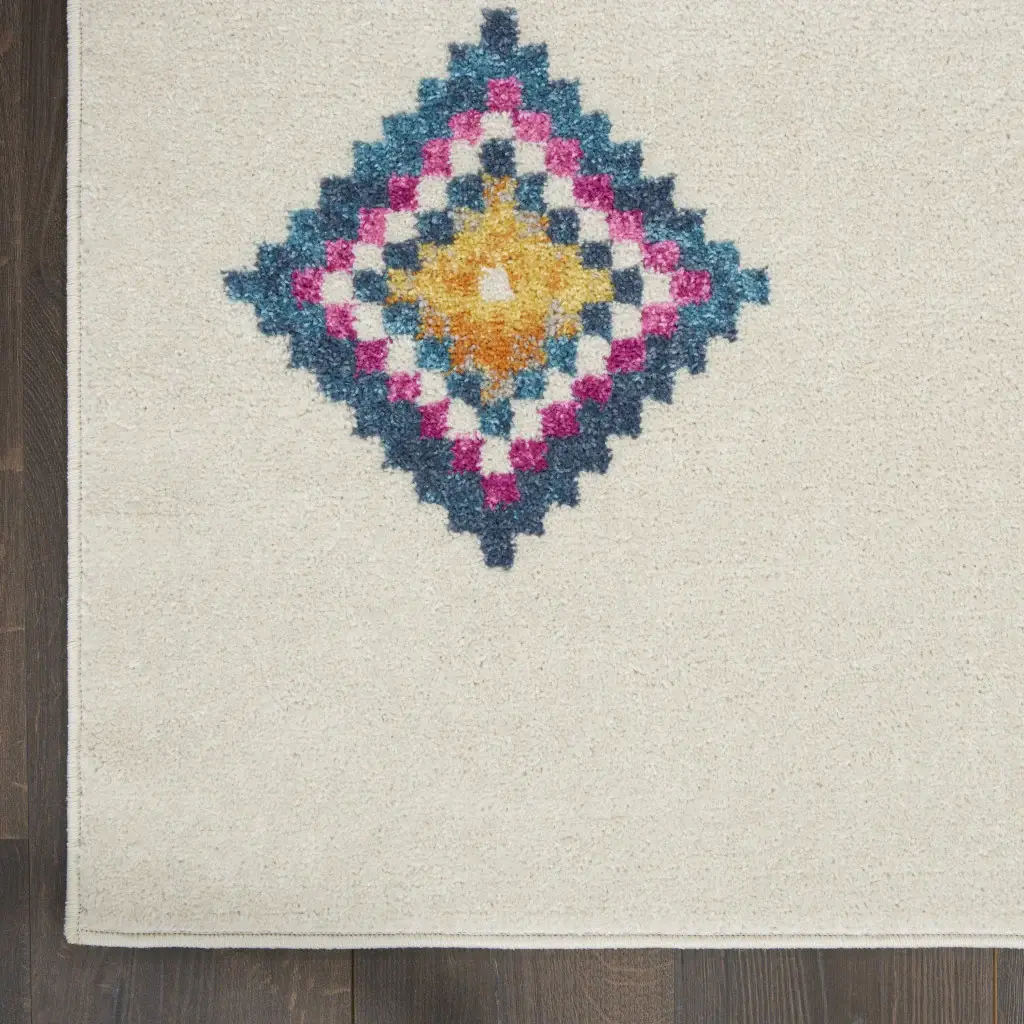 5' X 7' Ivory Geometric Berber Area Rug - Image 3