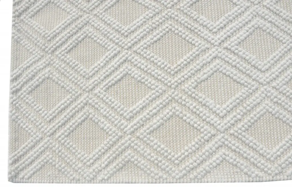 5' X 7' Ivory Geometric Handmade Area Rug - Image 2