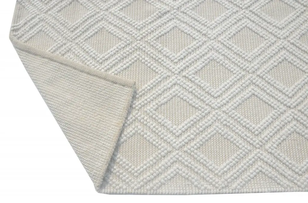 5' X 7' Ivory Geometric Handmade Area Rug - Image 3