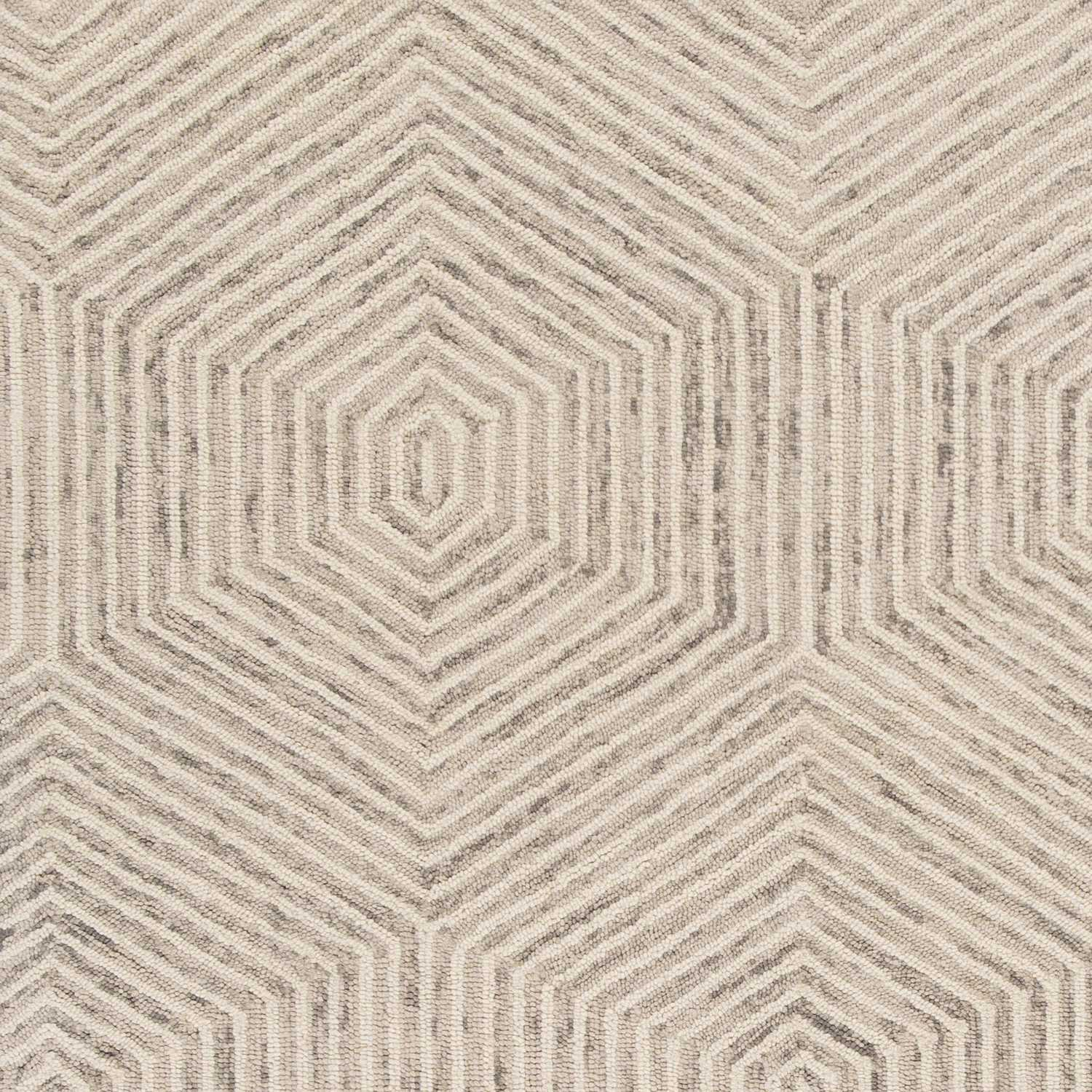 5' X 7' Ivory Geometric Hexagon Wool Indoor Area Rug - Image 4
