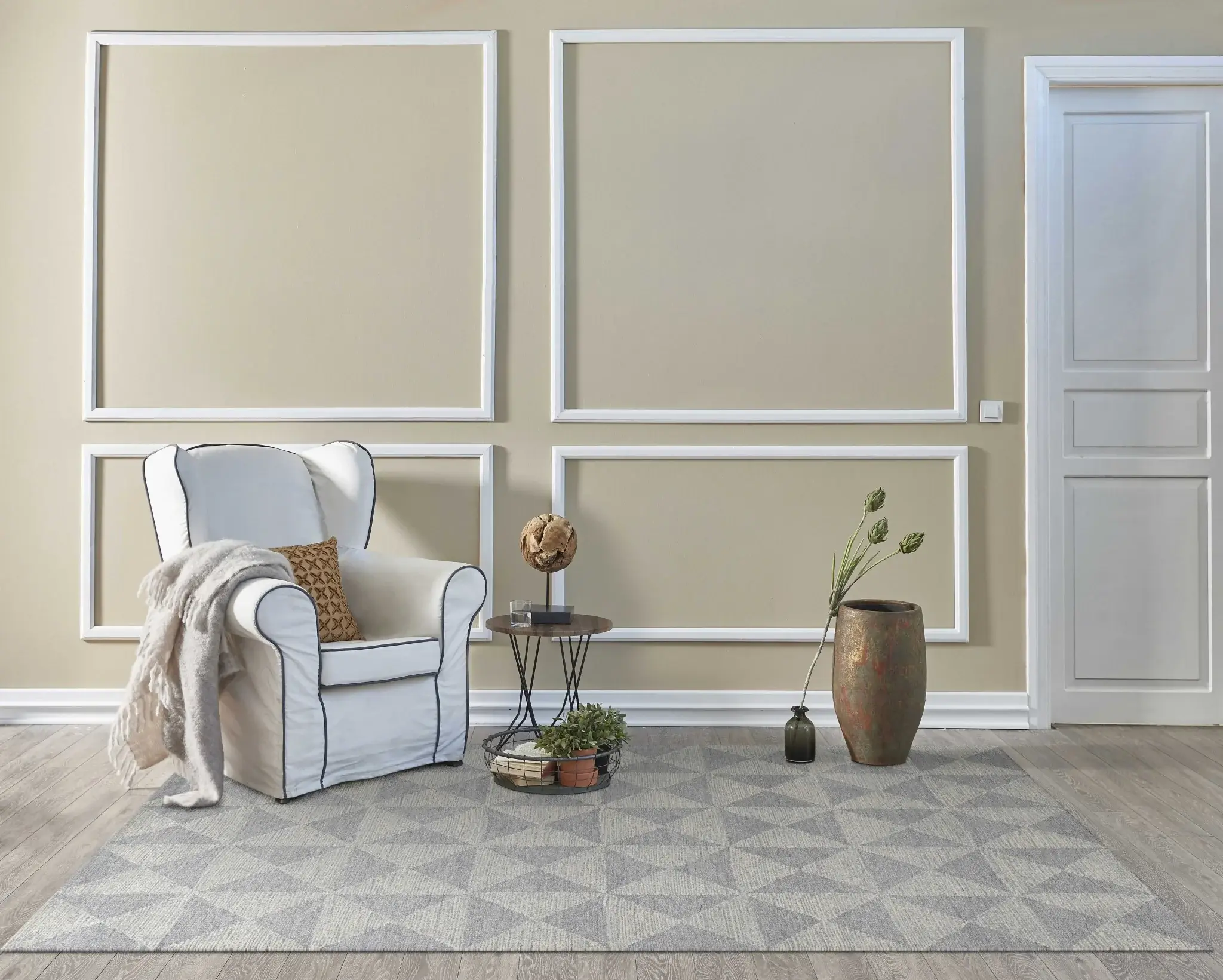 5' X 7' Ivory Geometric Pattern Wool Indoor Area Rug - Image 7