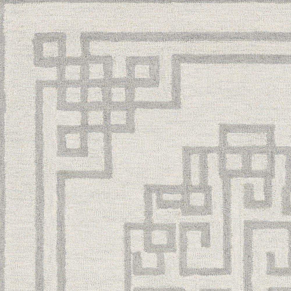 5' X 7' Ivory Grey Hand Tufted Bordered Greek Key Indoor Area Rug - Image 4