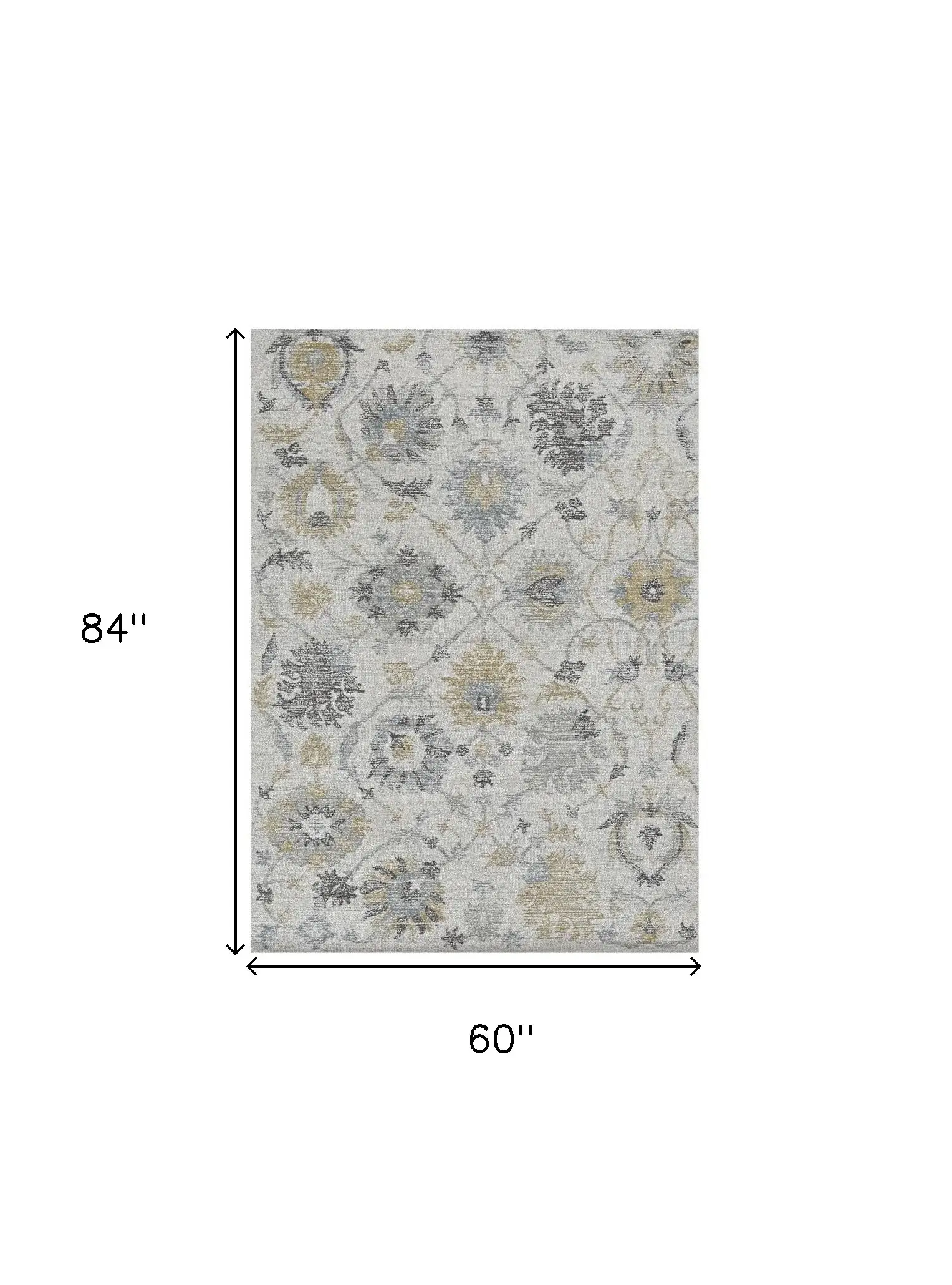 5' X 7' Ivory Hand Tufted Space Dyed Floral Traditional Indoor Area Rug - Image 3