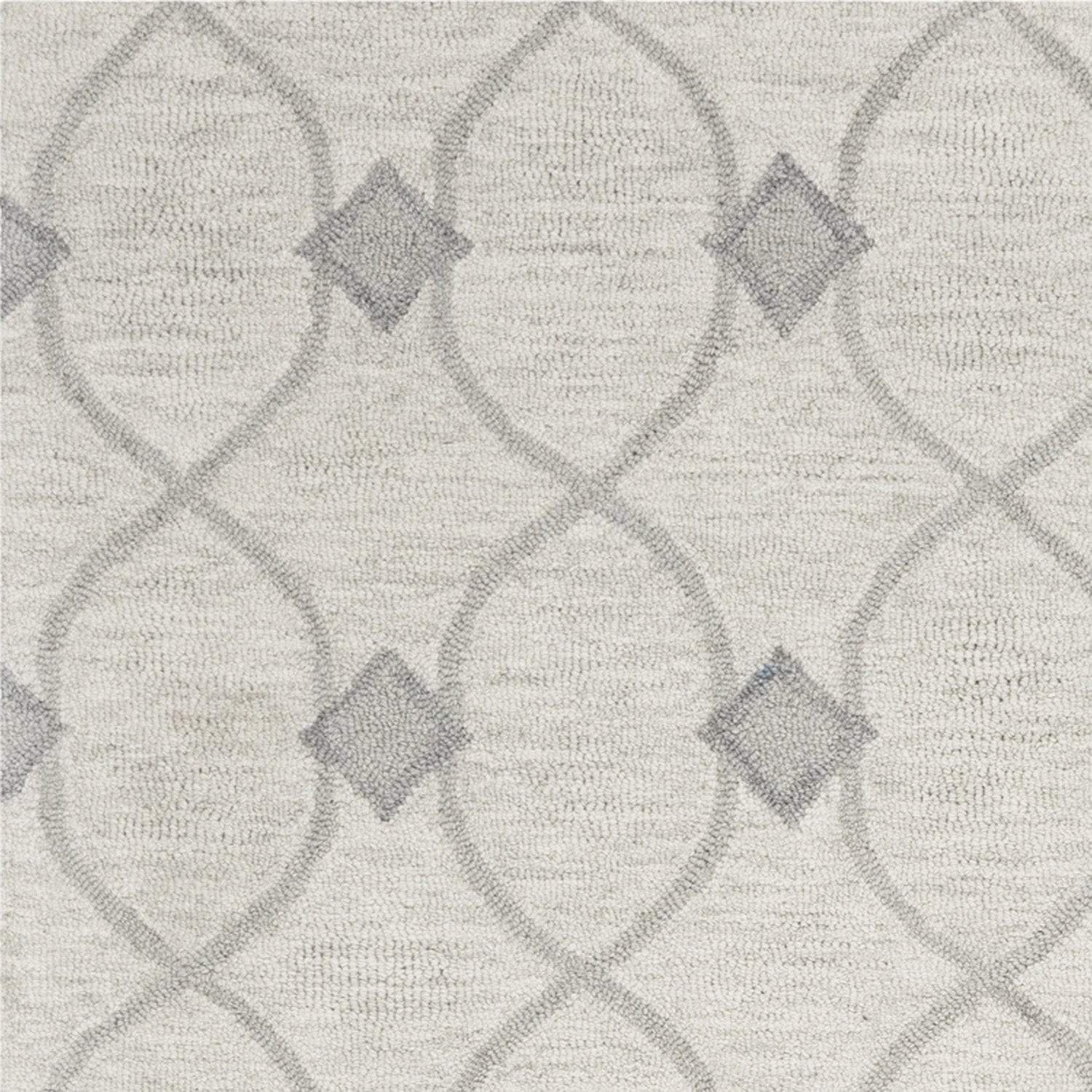 5' X 7' Ivory Hand Tufted Wool Ogee Indoor Area Rug - Image 2