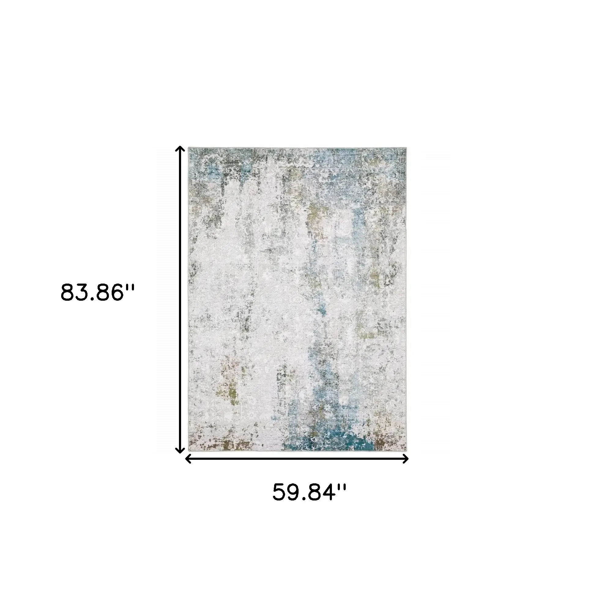 5' X 7' Ivory Teal Blue Grey Brown And Gold Abstract Printed Stain Resistant Non Skid Area Rug - Image 3