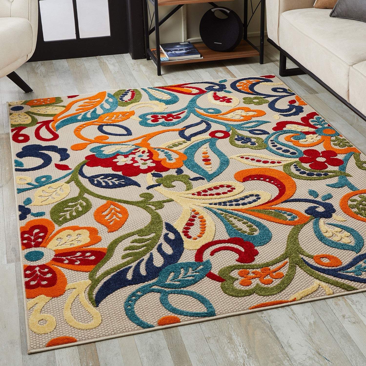 5’ X 7’ Multi Jacobean Floral Indoor Outdoor Area Rug - Image 5