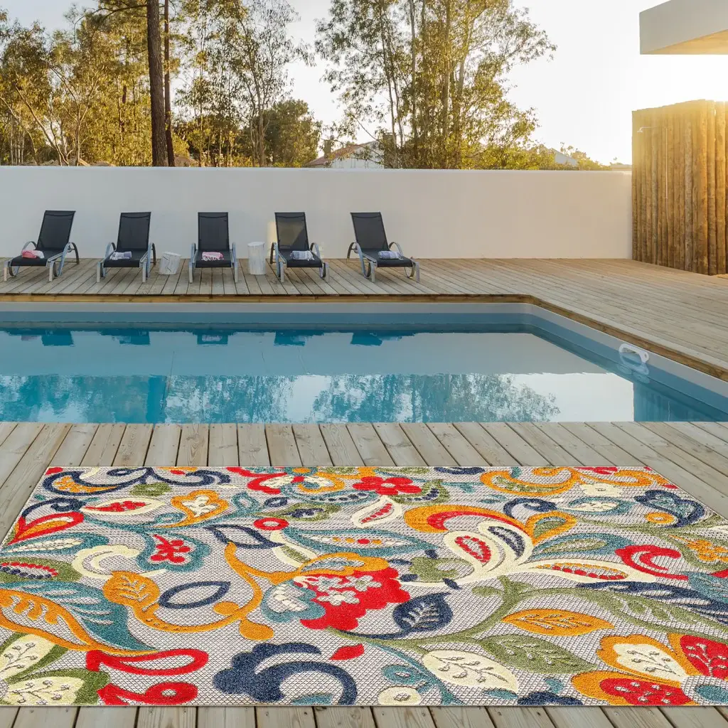 5’ X 7’ Multi Jacobean Floral Indoor Outdoor Area Rug - Image 6