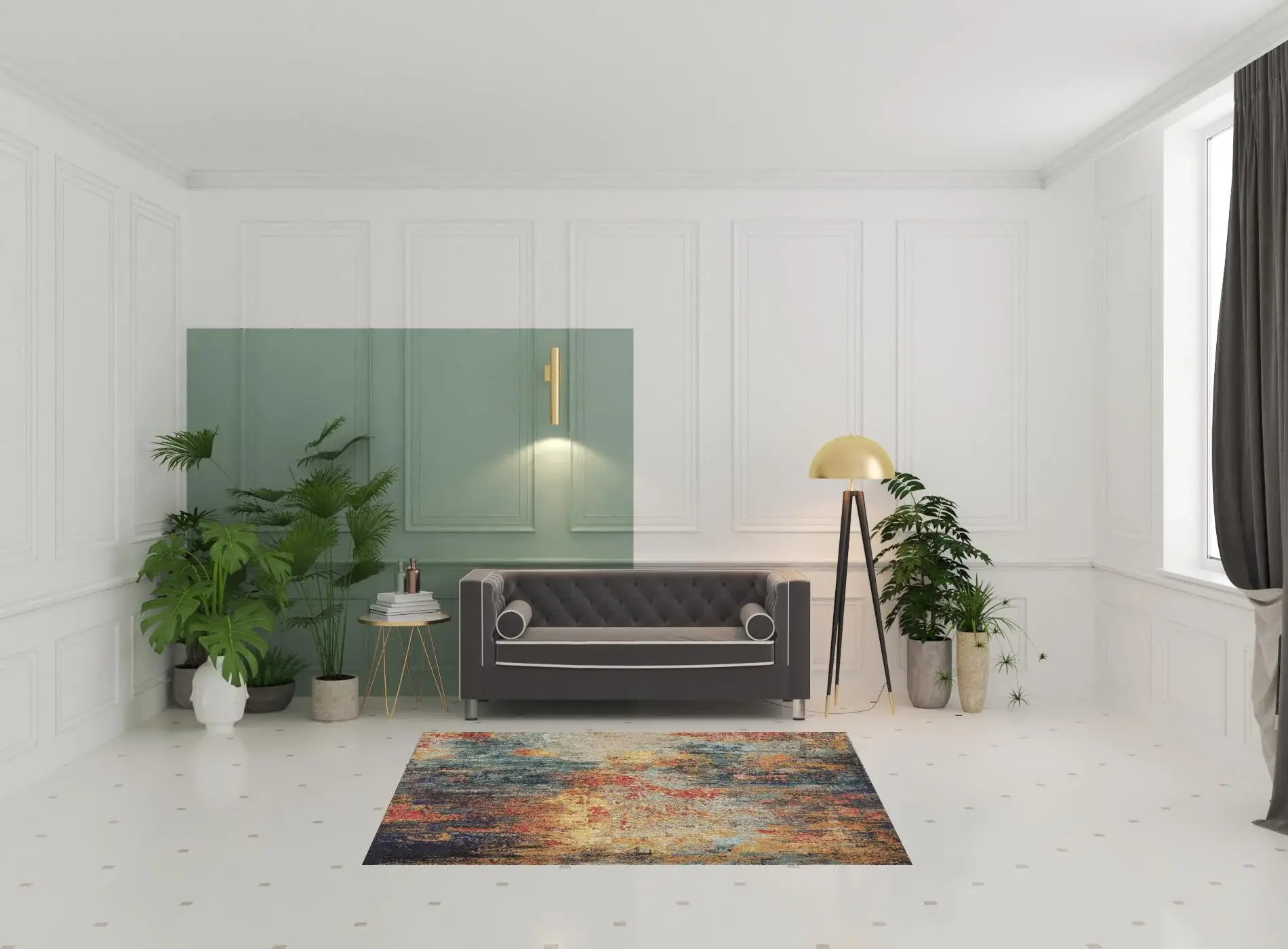 5' X 7' Multicolor Abstract Power Loom Non Skid Area Rug - Image 2