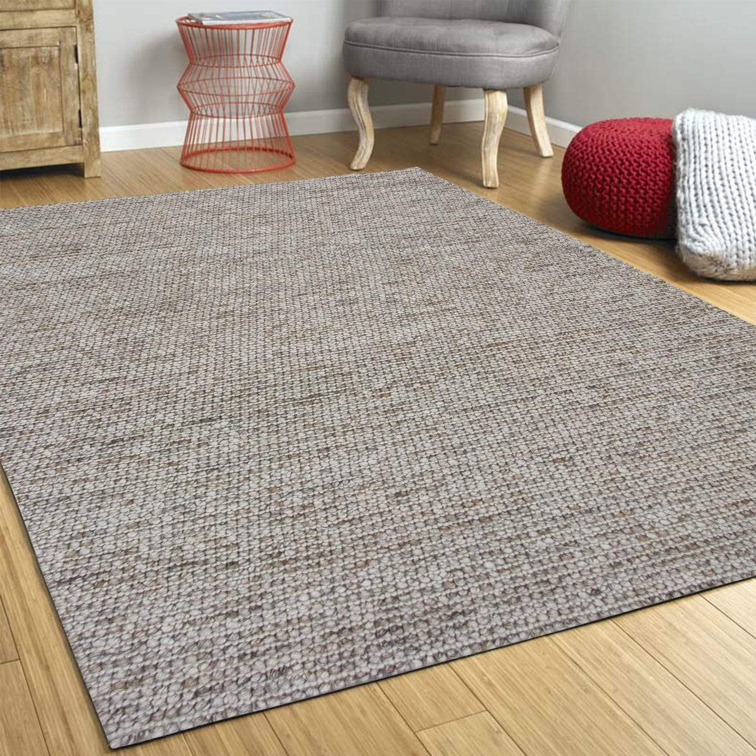 5' X 7'  Natural Wool Boucle Berber Style Area Rug - Image 3