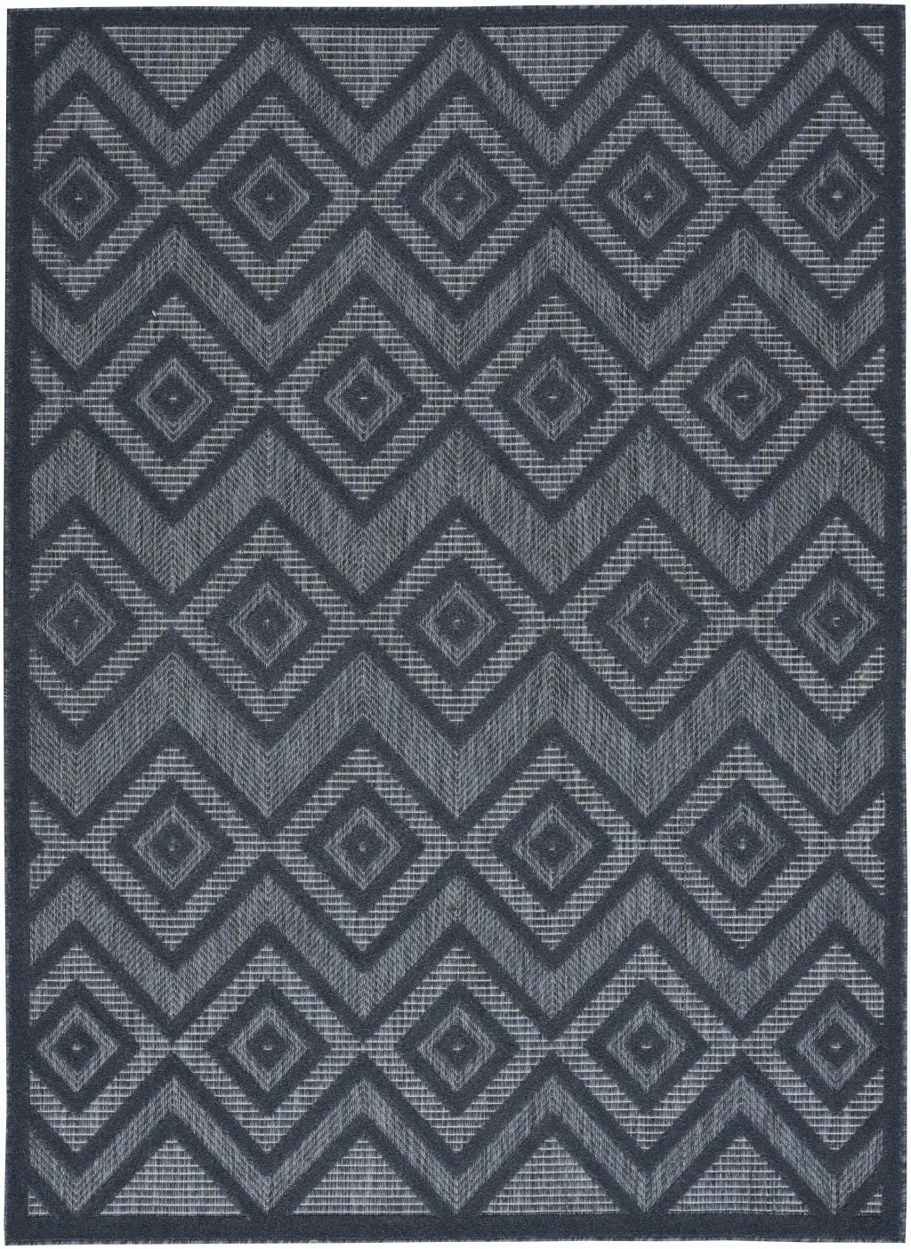 5' X 7' Navy Blue Argyle Indoor Outdoor Area Rug