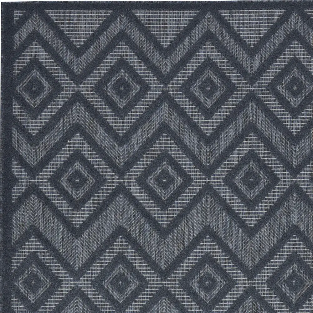 5' X 7' Navy Blue Argyle Indoor Outdoor Area Rug - Image 2