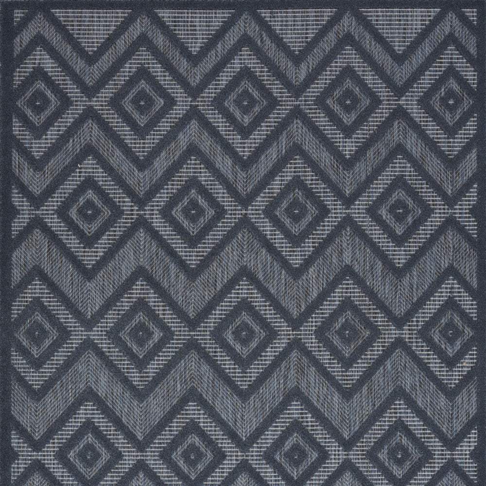 5' X 7' Navy Blue Argyle Indoor Outdoor Area Rug - Image 3