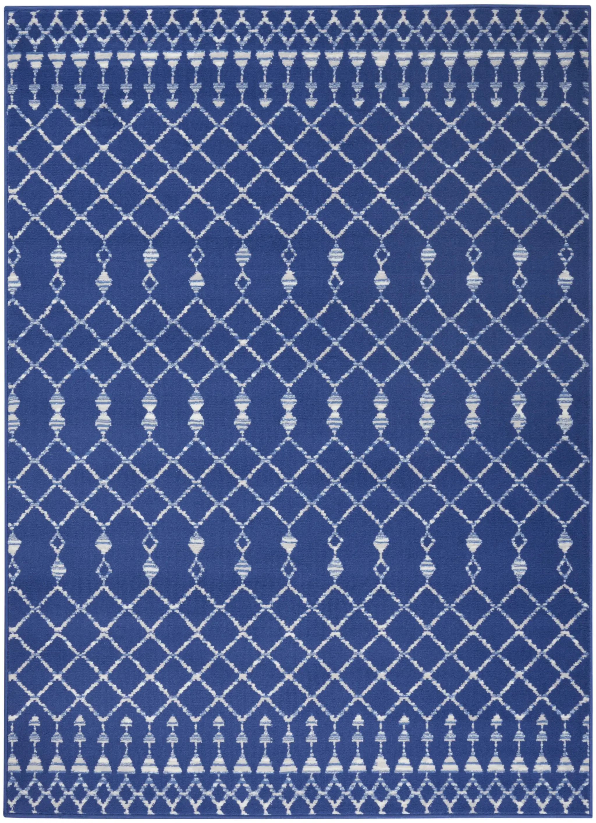 5' X 7' Navy Blue Geometric Berber Area Rug - Image 6