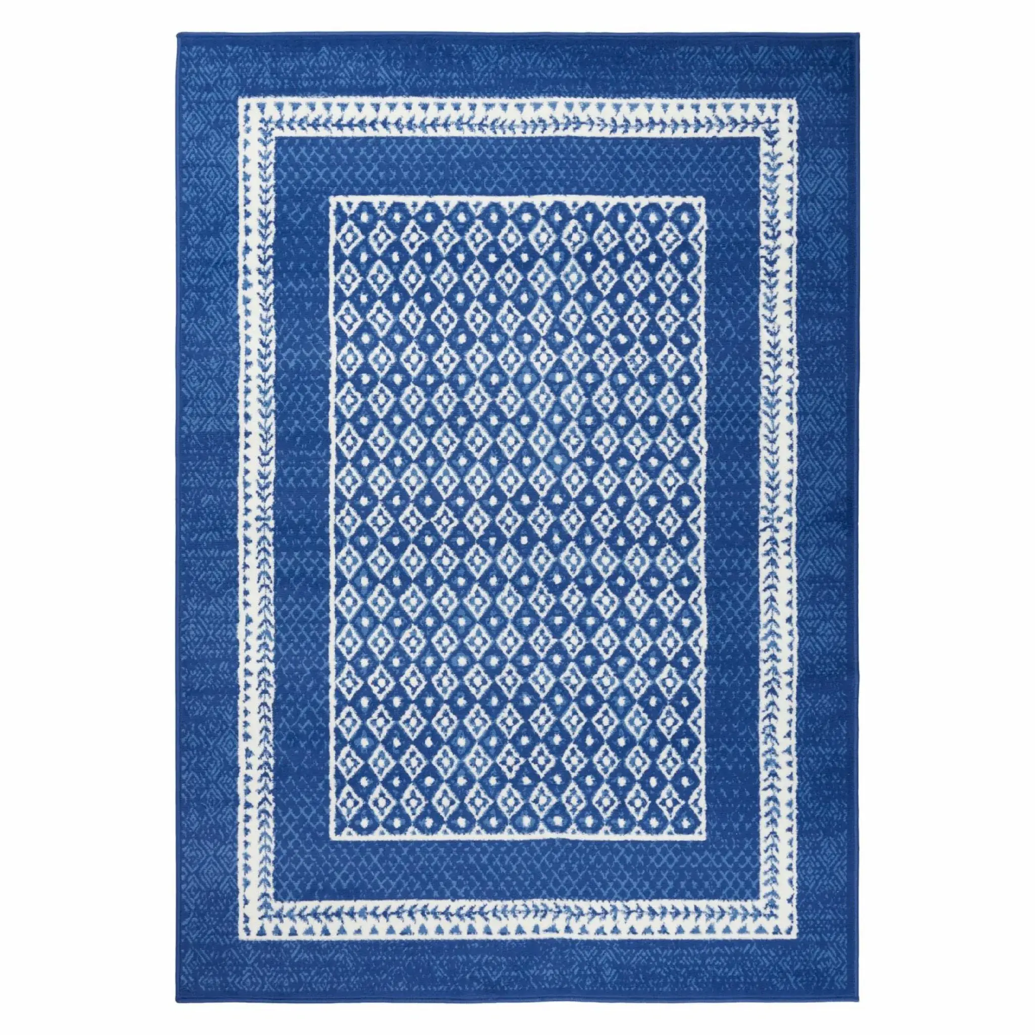 5' X 7' Navy Blue Geometric Dhurrie Area Rug - Image 4
